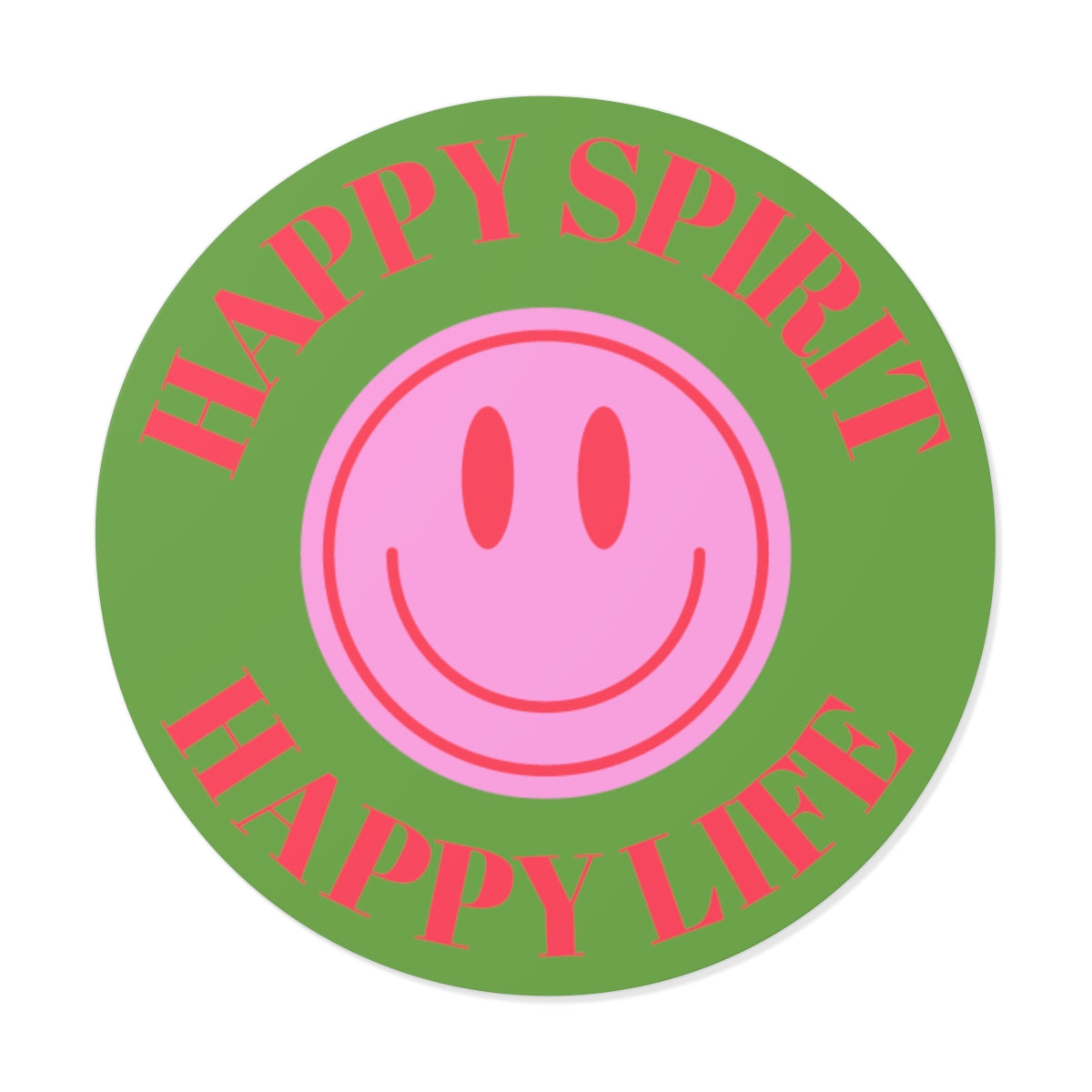 Happy Spirit Happy Life Round Vinyl Stickers, UV Smiley Stickers, Smile Sticker, Tumblr Retro Smile, VSCO Girl, Computer, Skateboard
