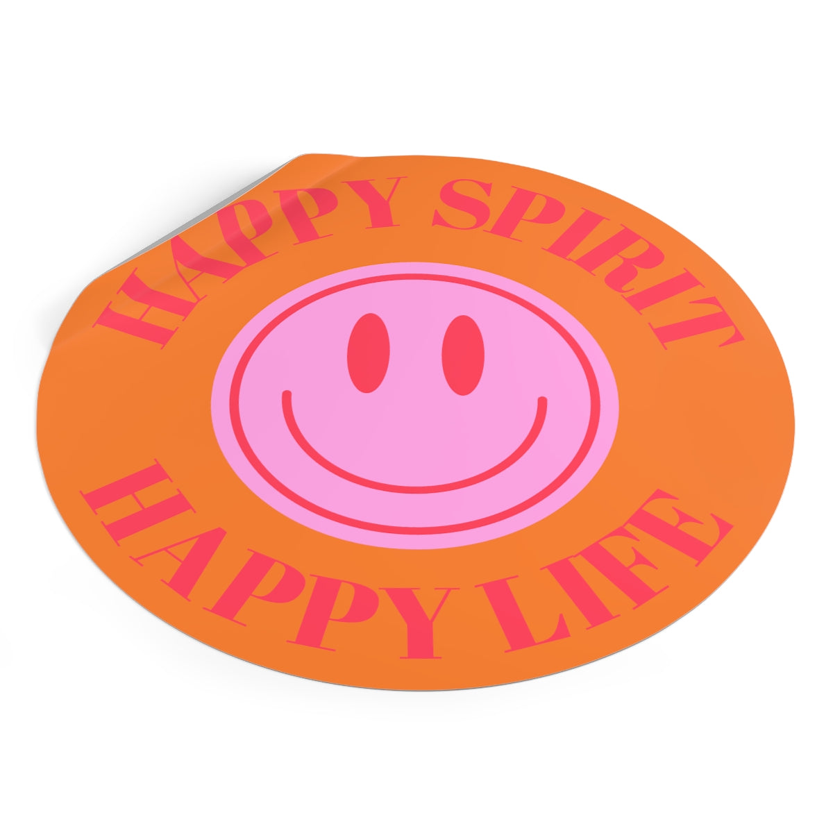 Happy Spirit Happy Life Round Vinyl Stickers, UV Smiley Stickers, Smile Sticker, Tumblr Retro Smile, VSCO Girl, Computer, Skateboard