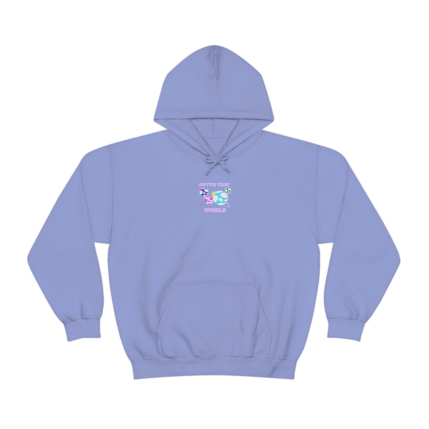 Retro Outta This World Lilac Orchid Lavender Graphic Hoodie, VSCO Girl Sweatshirt, Tumblr Hoodie, Oversized Trendy Back Print Top Rare Color