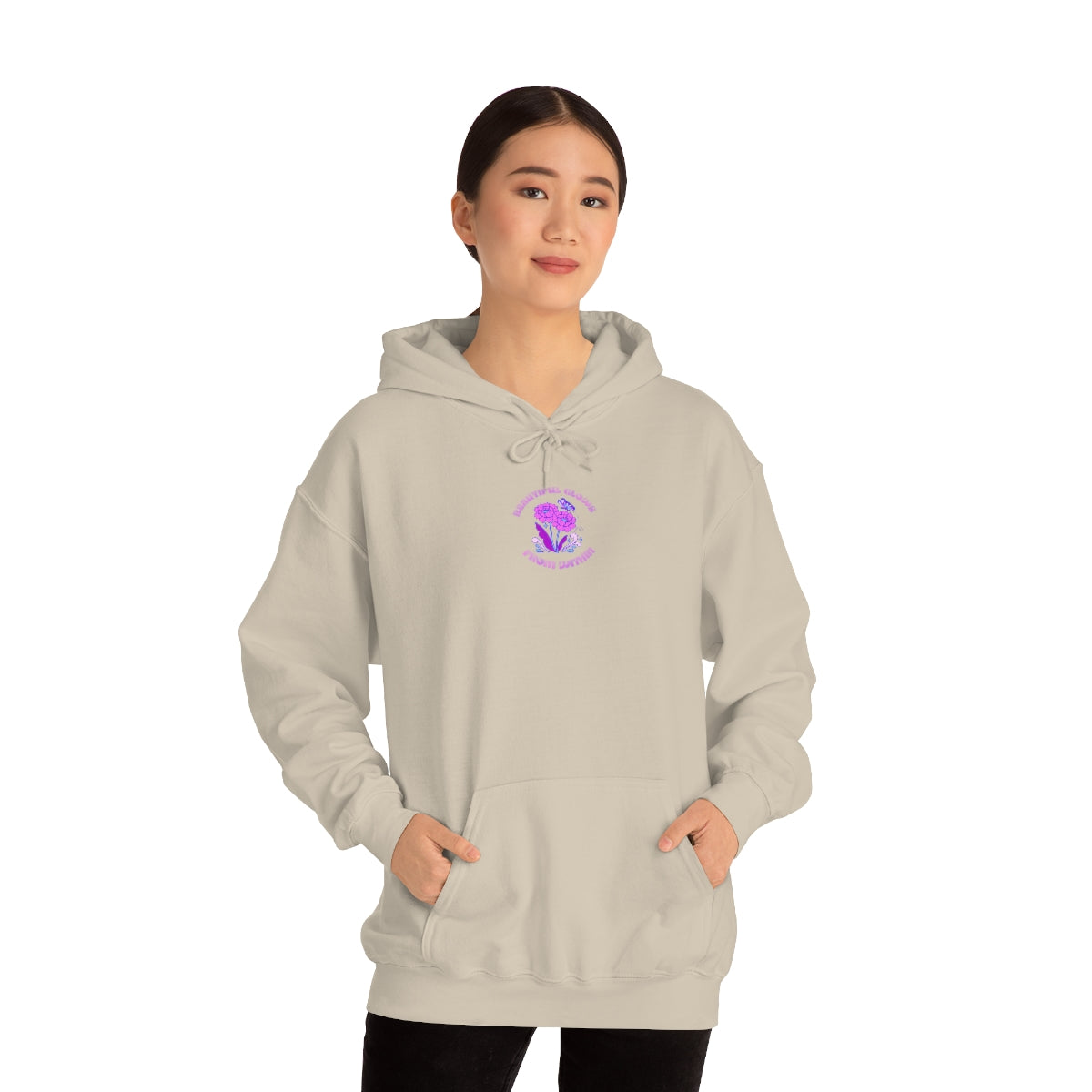 Beautiful Glows from Within Purple Flower Hoodie, Aesthetic Oversized Hoodie, Front Back Print Trendy Sweatshirt, Beach Lake Cover Up