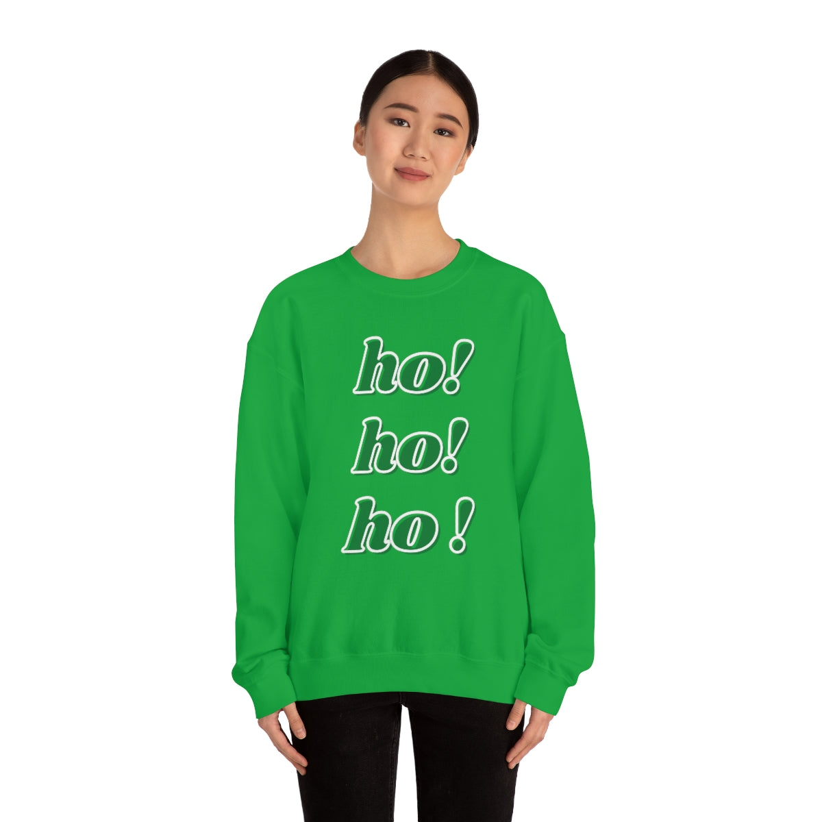 Ho Ho Ho Sweatshirt, Christmas Minimalist Top, Santa Claus Sweatshirt Xmas, Trendy Retro Font Holiday Unisex Heavy Blend Crewneck Sweatshirt