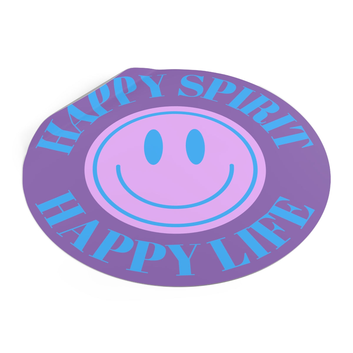 Happy Spirit Happy Life Round Vinyl Stickers, UV Smiley Stickers, Smile Sticker, Tumblr Retro Smile, VSCO Girl, Computer, Skateboard
