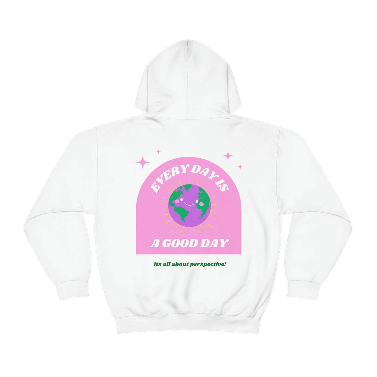 Retro Every Day is a Good Day, Its All About Perspective Earth Pink Purple Back Graphic Hoodie, VSCO Girl Oversized Trendy Tumblr Sweatshirt