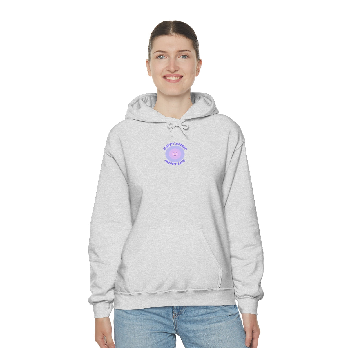 Retro Happy Spirit Happy Life Lavender Lilac Pink Smile Graphic Hoodie, VSCO Girl Sweatshirt, Tumblr Hoodie, Oversized Trendy Back Print Top