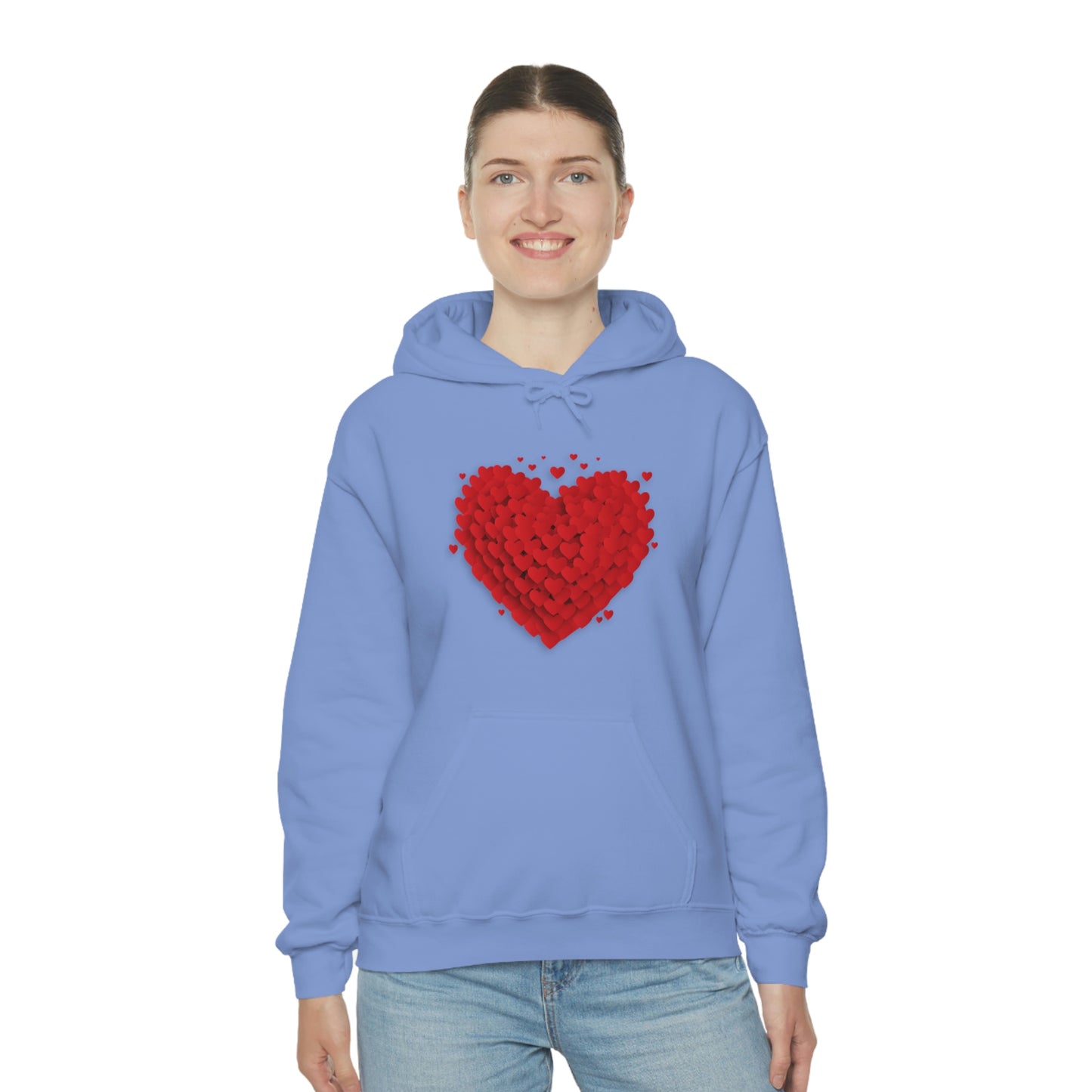 Love 3D Hearts Hoodie Sweatshirt, Pile of Hearts Love Hoodie, Valentine's Pink and Red Hoodie Pastel Pink Lavender and Mint Hoodie