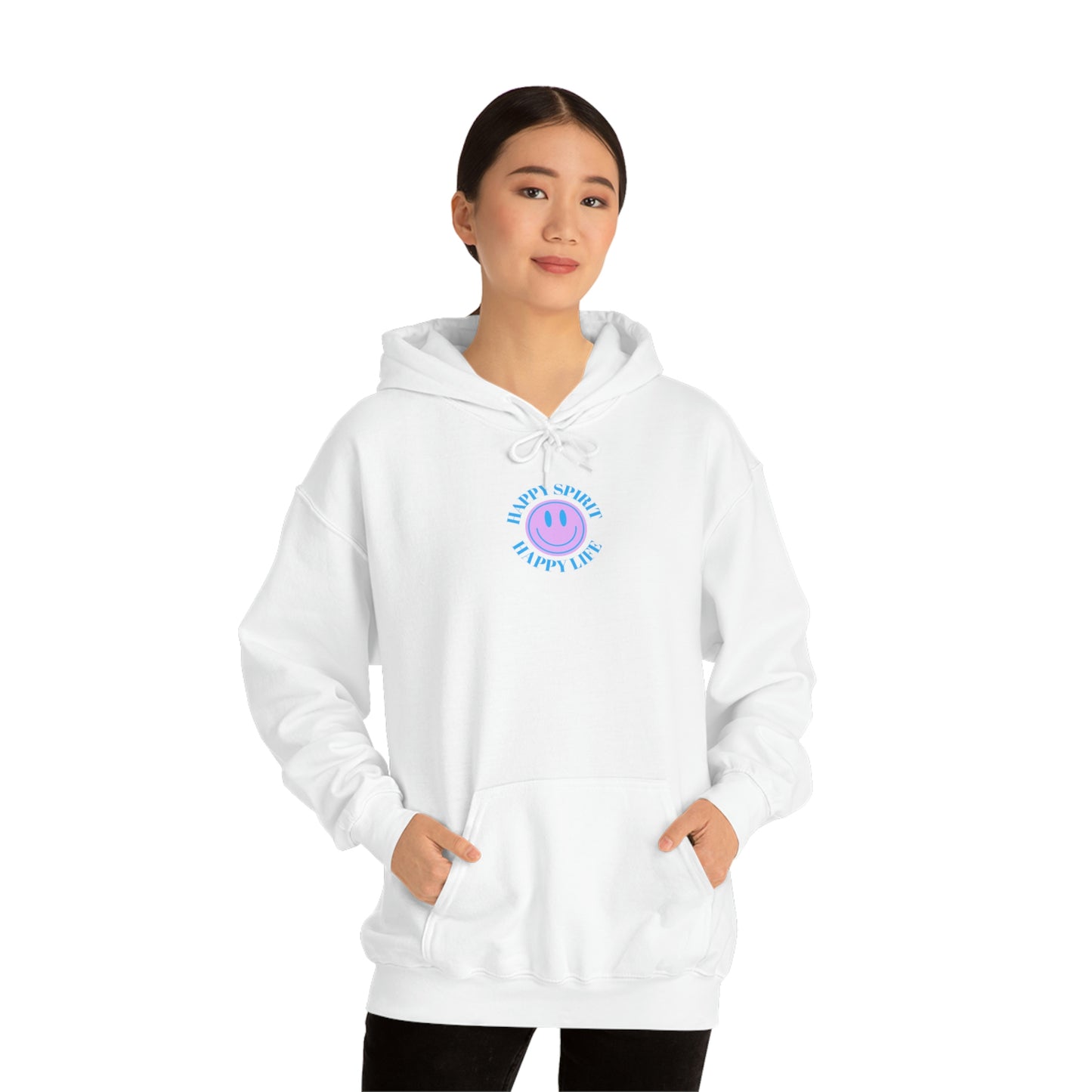 Happy Spirit Happy Life Sweatshirt, Gildan 18500 Hoodie, Oversized Hoodie, Front Back Print Trendy Sweatshirt, Beach Cover Up, Lake Cover