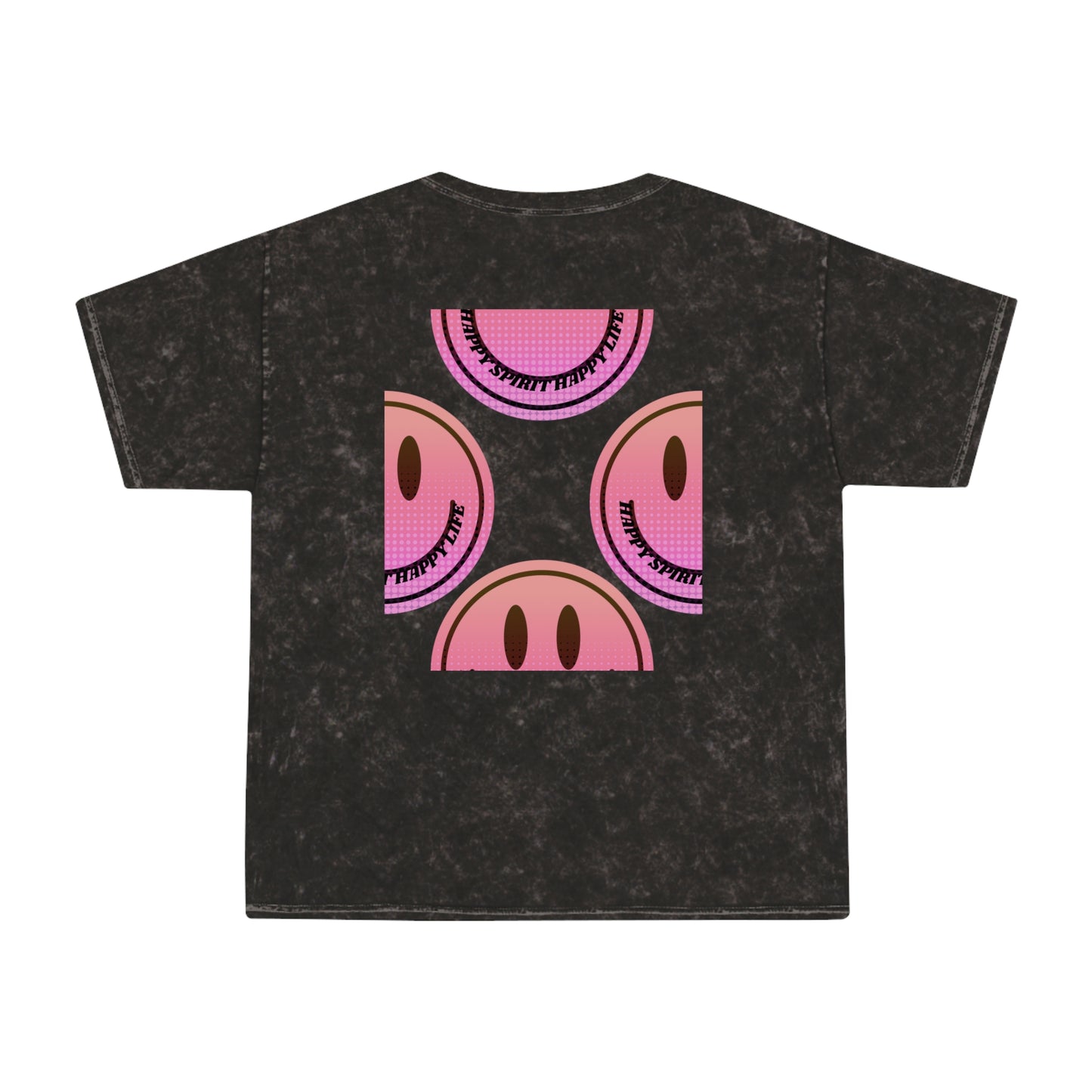 Aesthetic Smile Face Shirt, Vintage Style, Happy Spirit Happy Life Shirt, Smile Pink Sunset Ombre T-Shirt, Unisex 80's style Mineral Wash T