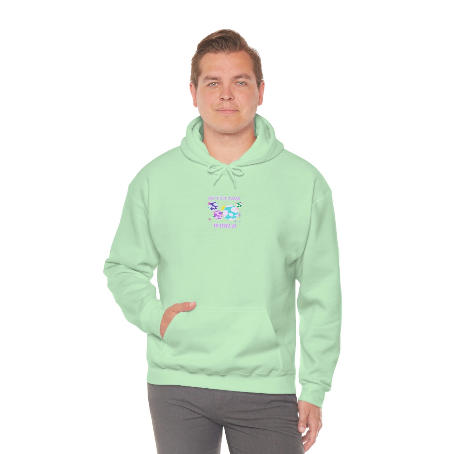 Retro Outta This World Lilac Orchid Lavender Graphic Hoodie, VSCO Girl Sweatshirt, Tumblr Hoodie, Oversized Trendy Back Print Top Rare Color