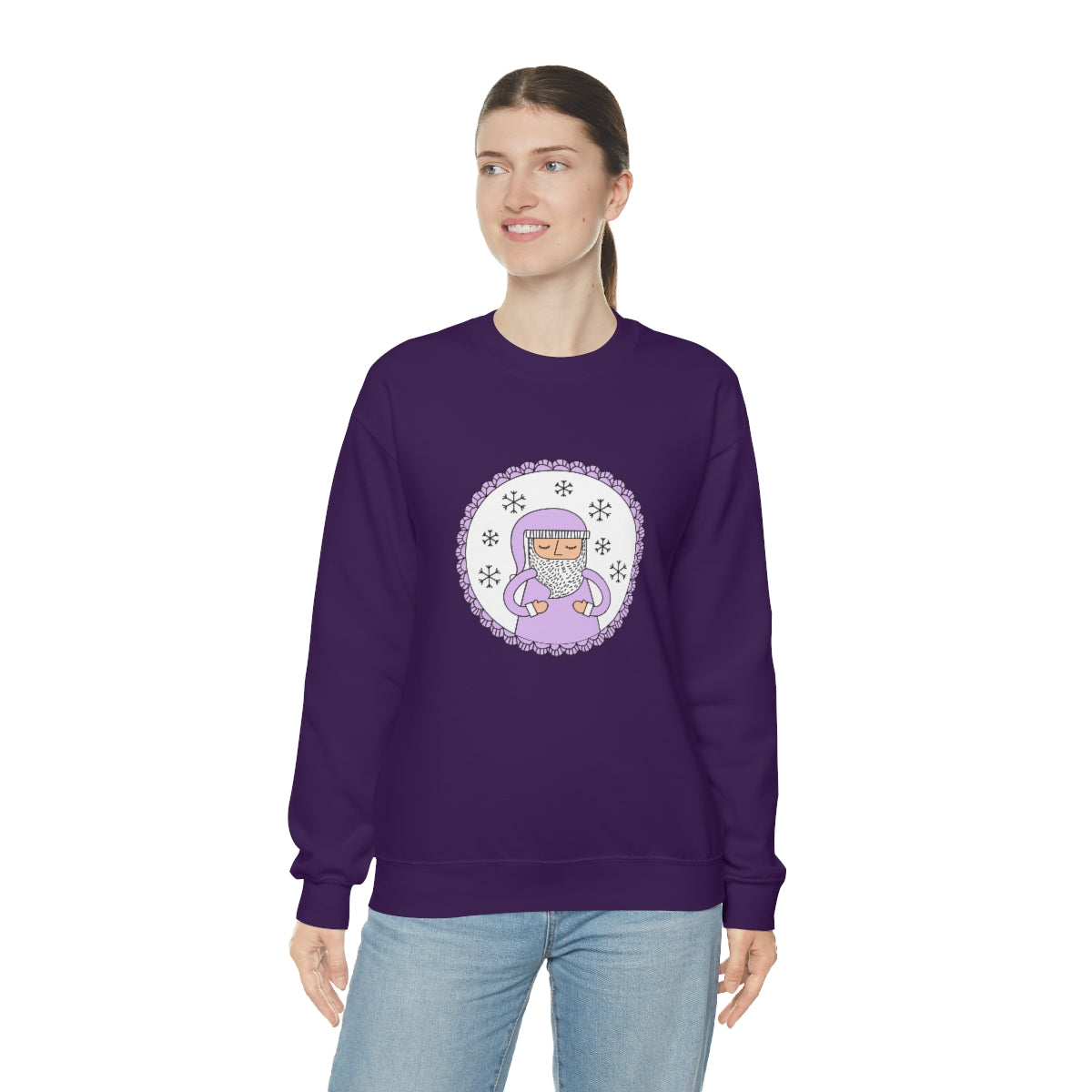 Purple Santa Claus Sweatshirt, Pink Santa Sweatshirt, Trendy Noel Minimalist Christmas Sweatshirt, Xmas Santa Crewneck Top, Pastel Holiday