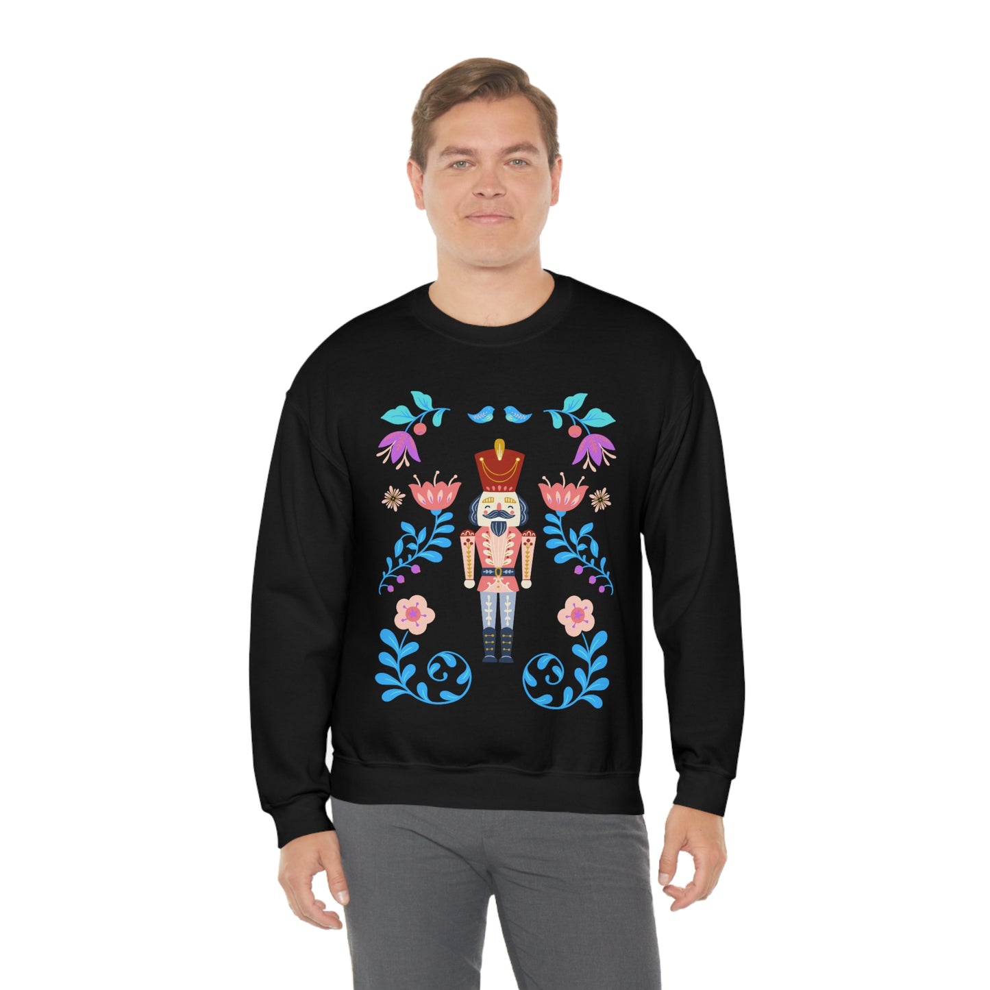 Nutcracker Modern Sweatshirt, Blue Nutcracker Sweatshirt, Trendy Christmas Minimalist Sweatshirt, Xmas Crewneck Bright Color Crew