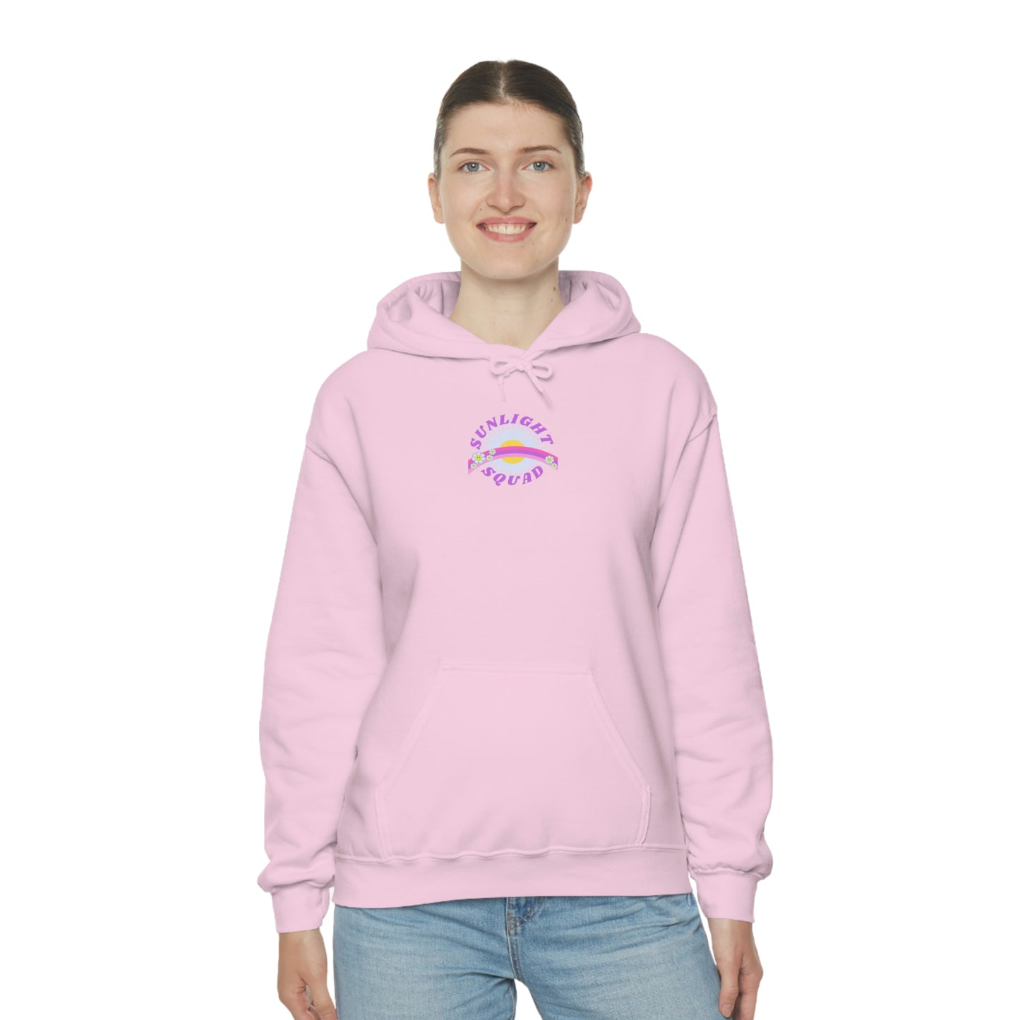 Retro Smile Flower Pink Purple Lavender Lilac Hoodie, Sunlight Squad Sweatshirt, Back Graphic Hoodie, VSCO Girl Oversized Trendy Tumblr Top