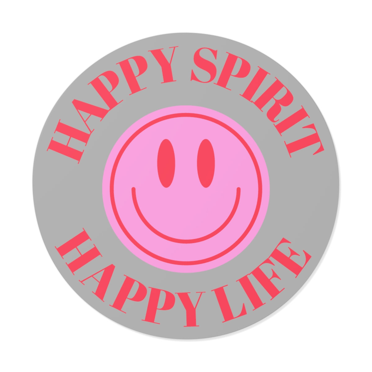 Happy Spirit Happy Life Round Vinyl Stickers, UV Smiley Stickers, Smile Sticker, Tumblr Retro Smile, VSCO Girl, Computer, Skateboard