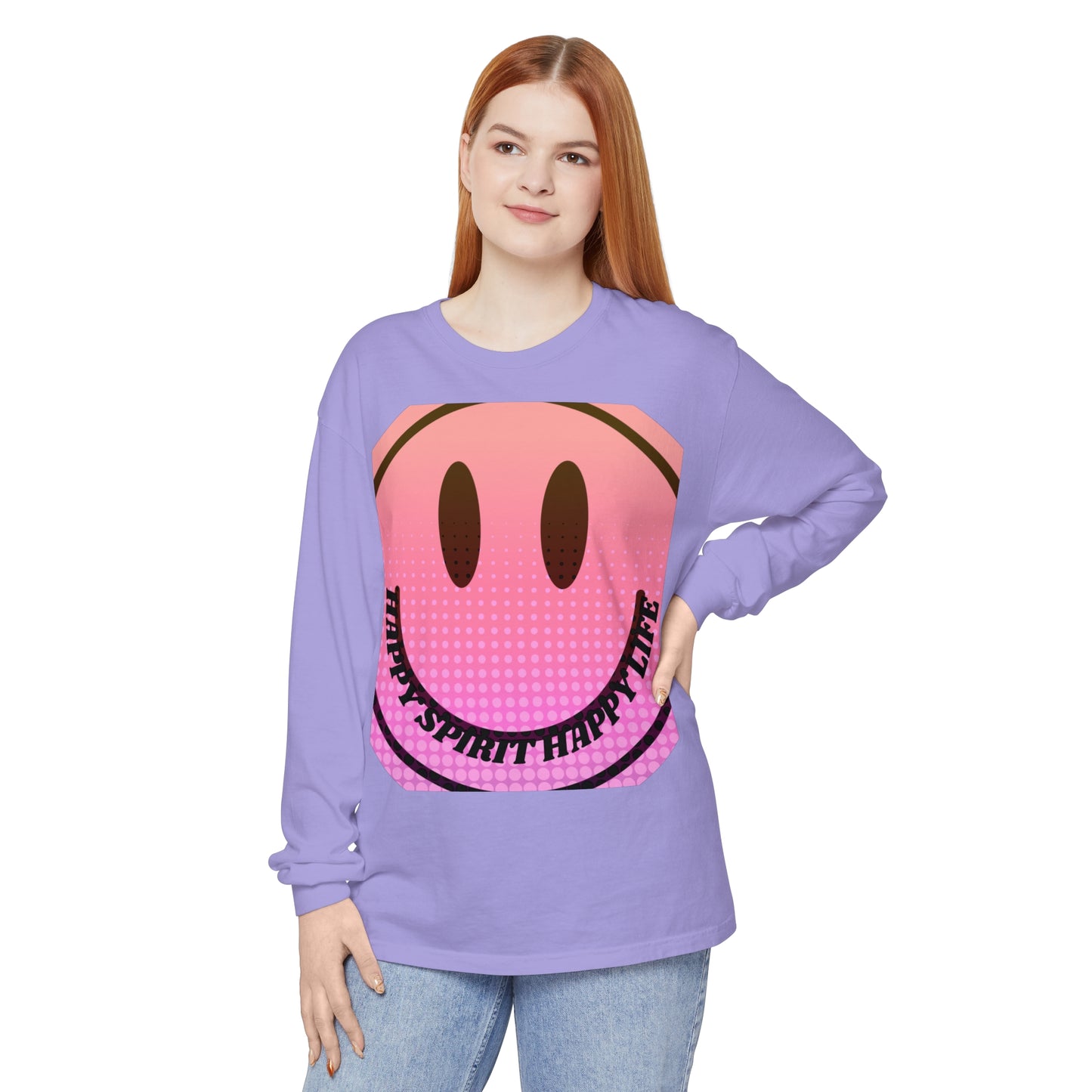 Aesthetic Long Sleeve Shirt, Smile Face Y2K Retro Shirt, 80's Style Smile Graphic, Comfort Colors Unisex Garment-dyed Long Sleeve T-Shirt