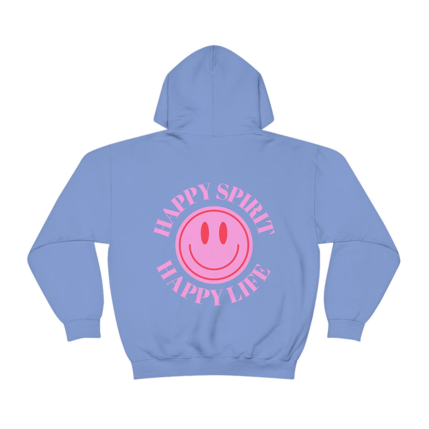 Happy Spirit Happy Life Sweatshirt, Pink Smile Lilac Hoodie, Oversized Hoodie, Front Back Print Trendy Sweatshirt, Beach Cover Up, Cover Up