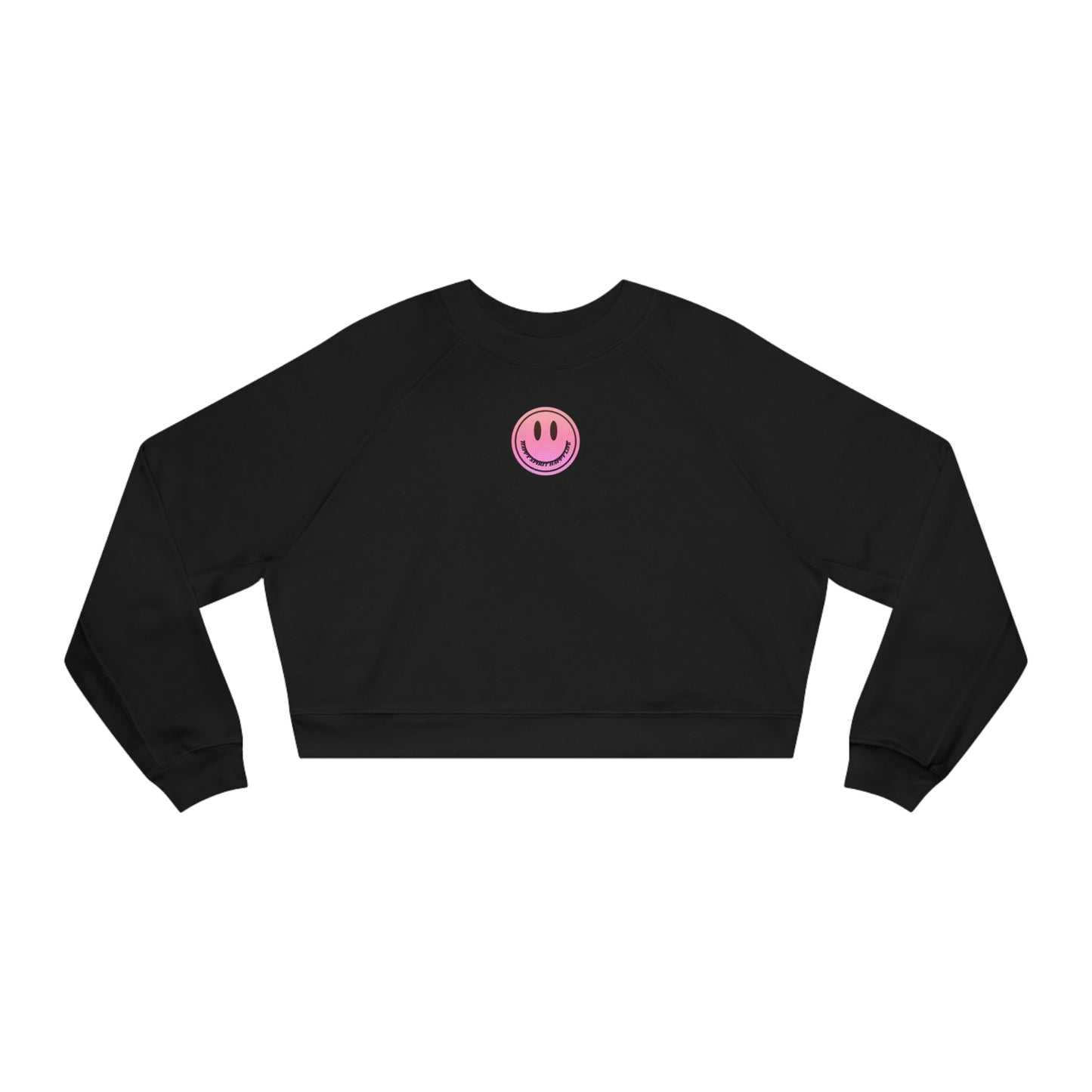 Aesthetic Cropped Sweatshirt, Smile Face Crop Top, Happy Spirit Happy Life Sunset Smile Cropped Top, Women's Cropped Fleece Pullover