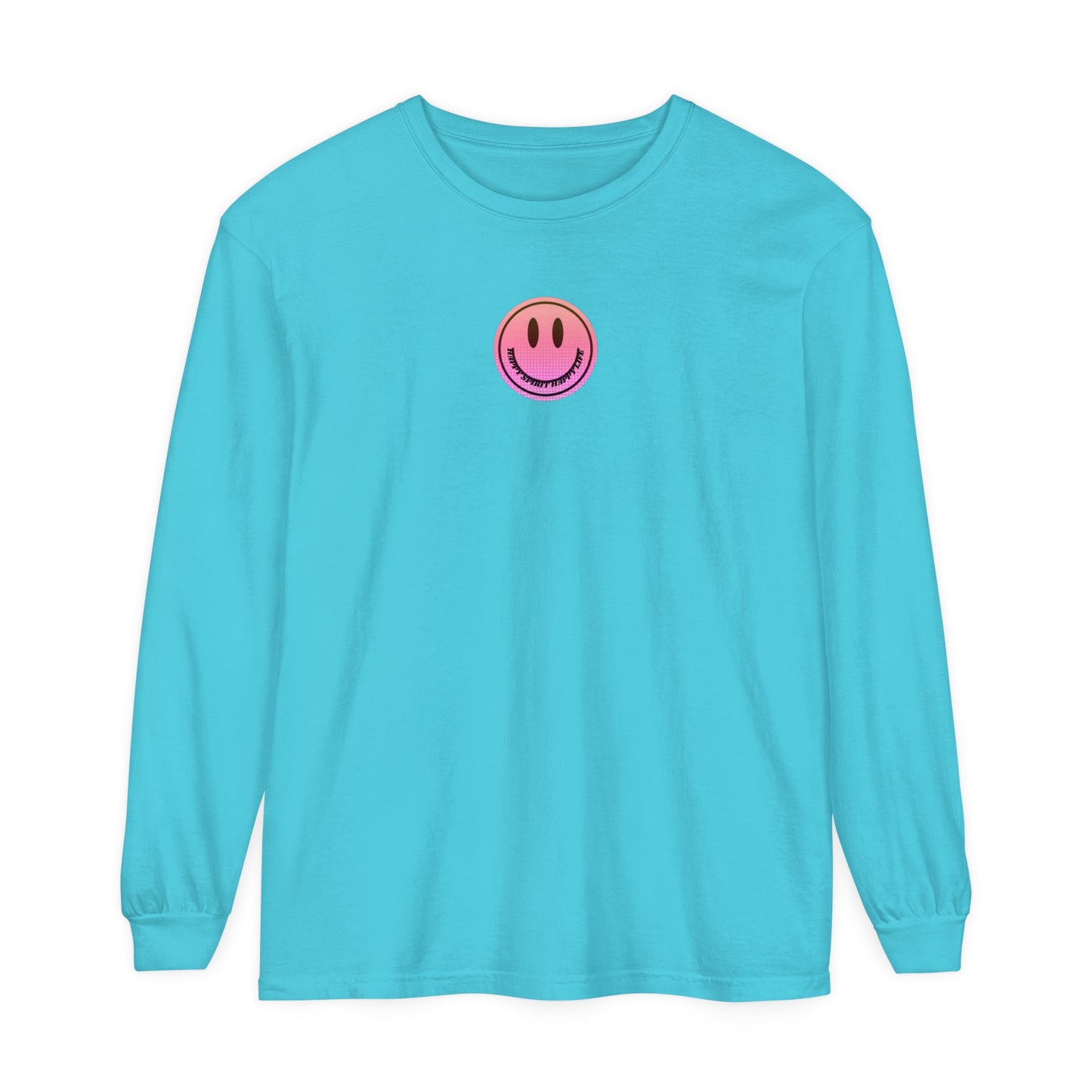 Aesthetic Long Sleeve Shirt, Smile Face Y2K Retro Shirt, 80's Style Smile Graphic, Comfort Colors Unisex Garment-dyed Long Sleeve T-Shirt