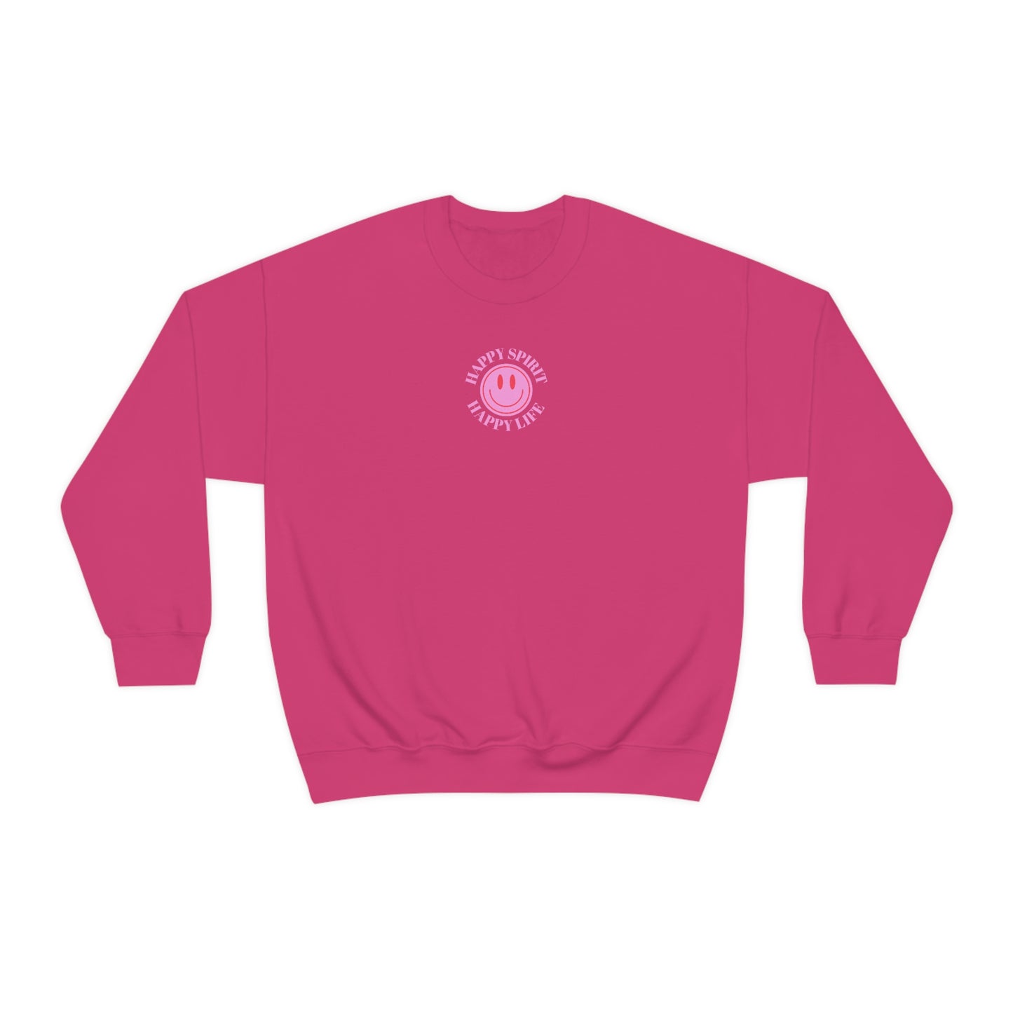 Copy of Happy Spirit Happy Life Sweatshirt, Gildan VSCO Girl Crewneck, Oversized Tumblr Front Back Print Smile Happy Mind Trendy Loungewear