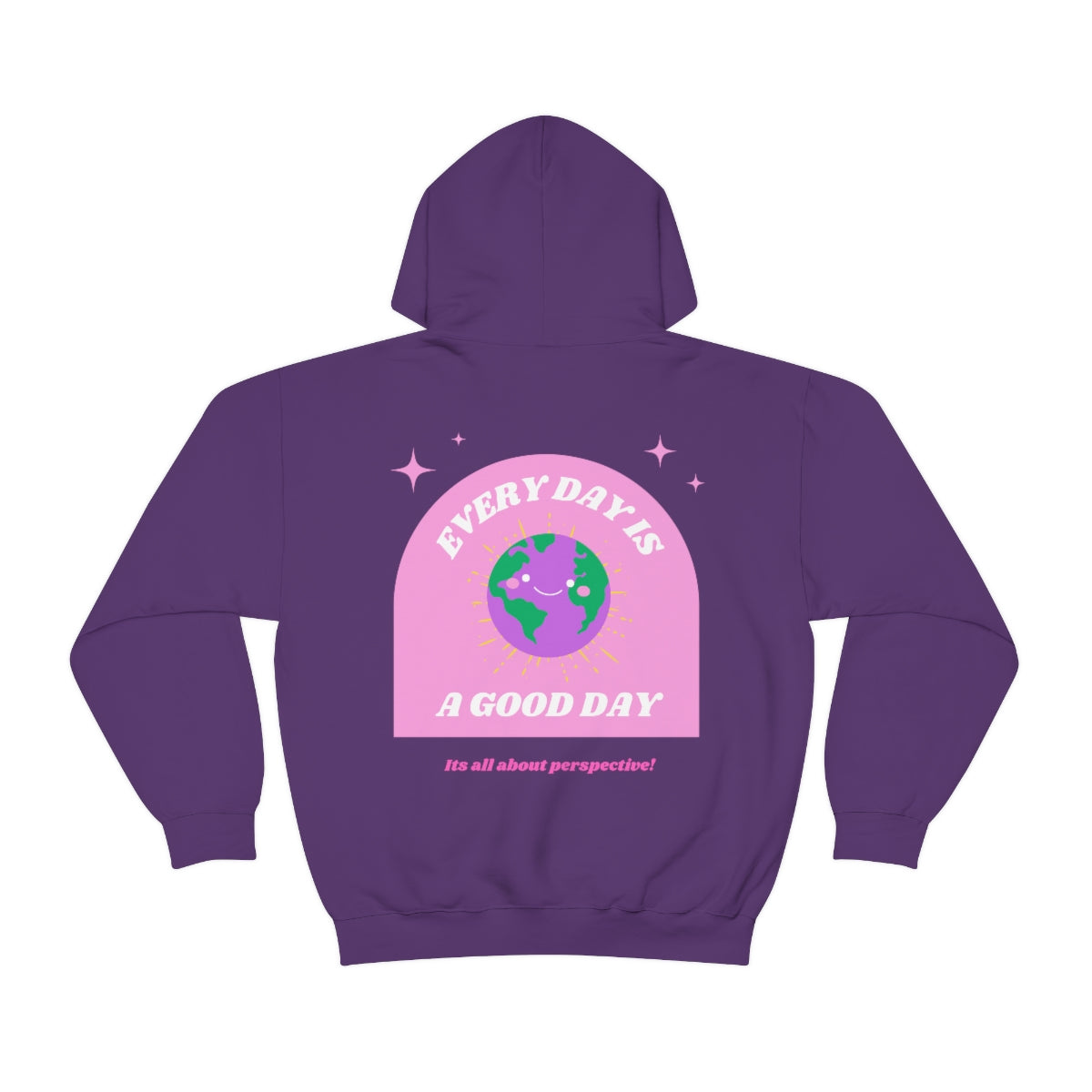Retro Every Day is a Good Day, Its All About Perspective Earth Pink Purple Back Graphic Hoodie, VSCO Girl Oversized Trendy Tumblr Sweatshirt