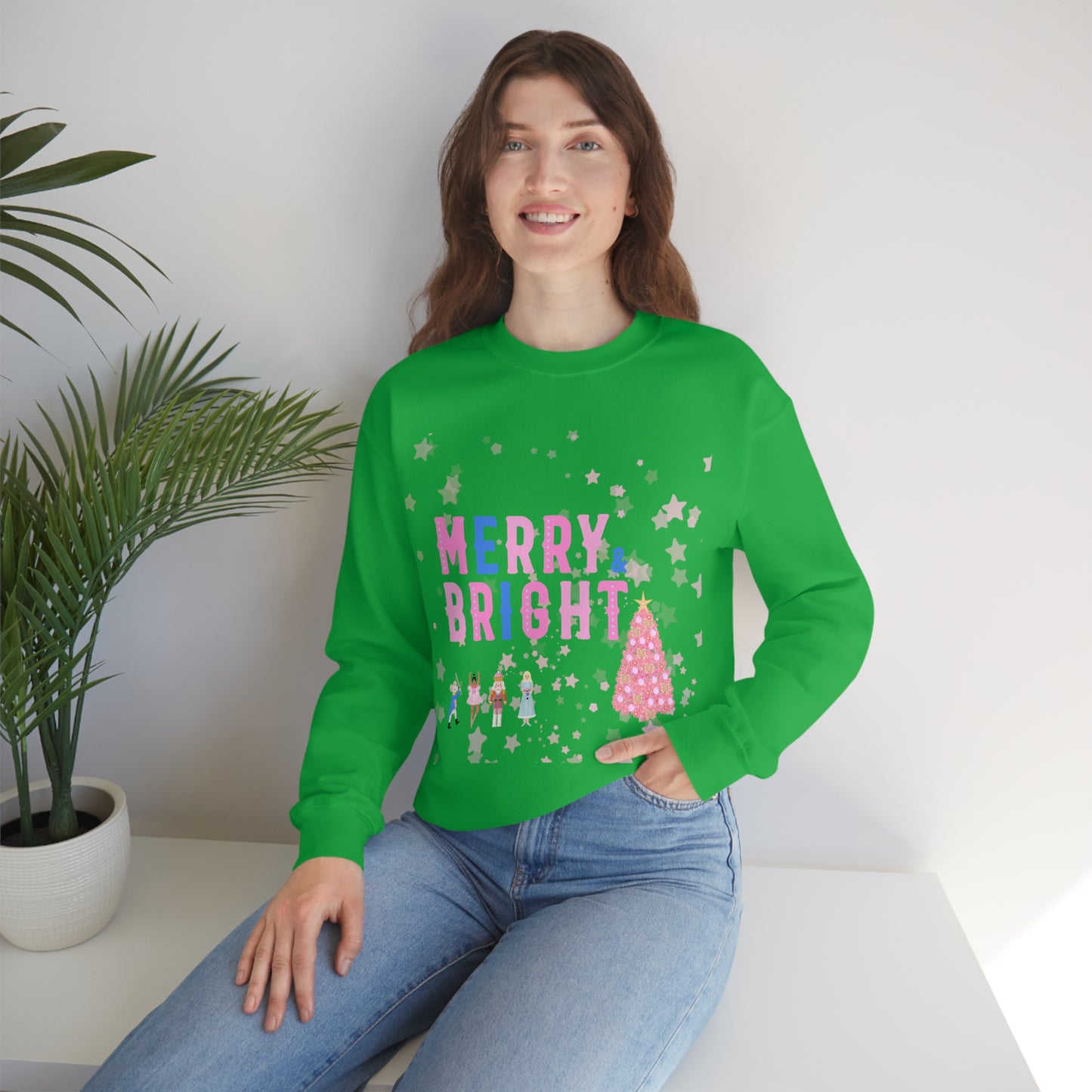 Pink Nutcracker Merry and Bright Minimalist Sweatshirt, Blue Nutcracker Sweatshirt, Trendy Christmas Sweatshirt, Pastel Xmas Crewneck