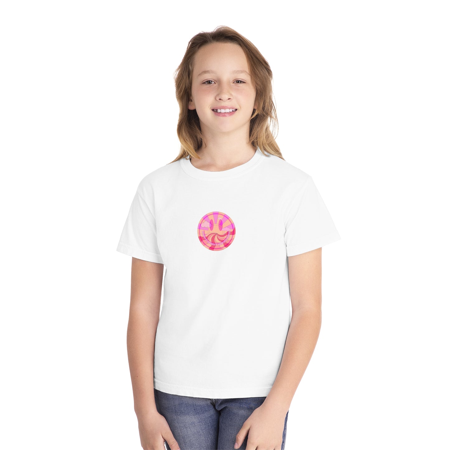 Kids Retro Smile T shirt, Youth Happy Spirit Happy Mind, Aesthetic t shirt, Graphic tee, Tumblr Tshirt, Trendy Oversized Comfort Colors Tee