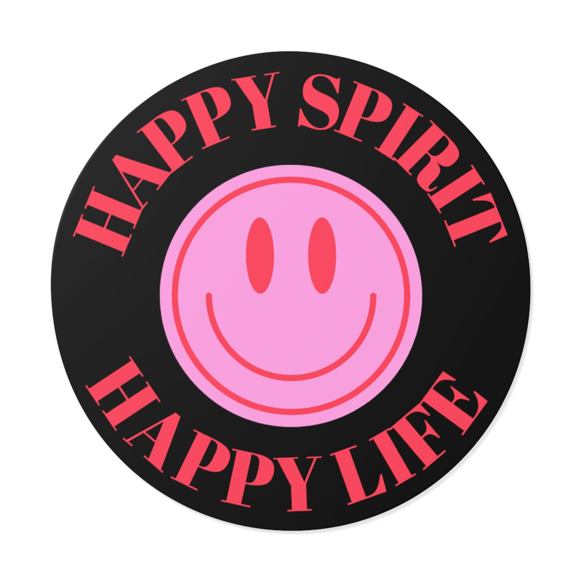 Happy Spirit Happy Life Round Vinyl Stickers, UV Smiley Stickers, Smile Sticker, Tumblr Retro Smile, VSCO Girl, Computer, Skateboard
