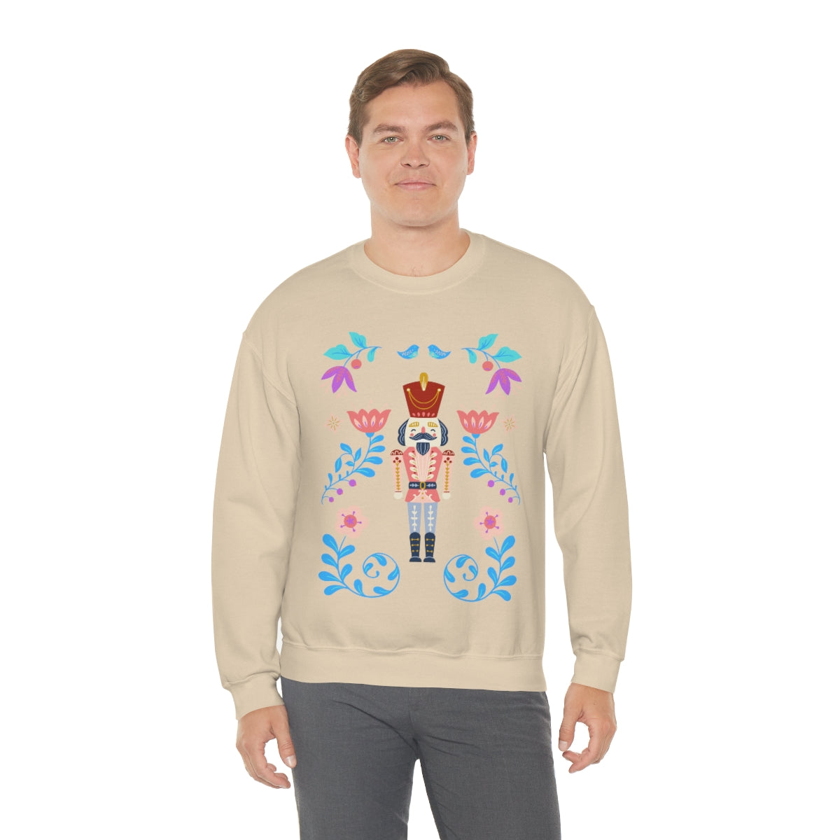 Nutcracker Modern Sweatshirt, Blue Nutcracker Sweatshirt, Trendy Christmas Minimalist Sweatshirt, Xmas Crewneck Bright Color Crewneck