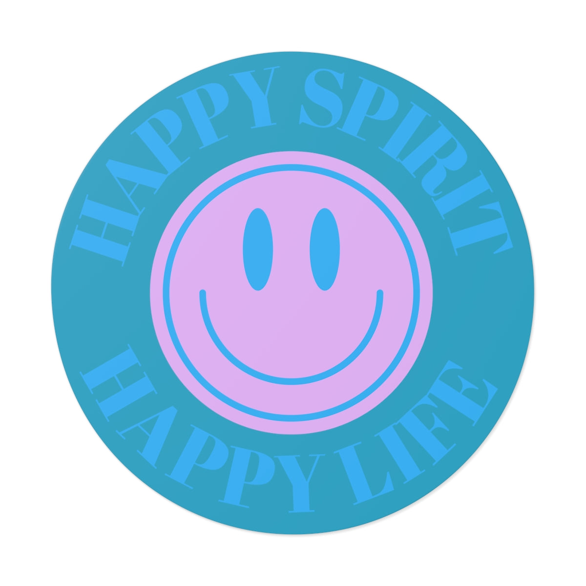 Happy Spirit Happy Life Round Vinyl Stickers, UV Smiley Stickers, Smile Sticker, Tumblr Retro Smile, VSCO Girl, Computer, Skateboard