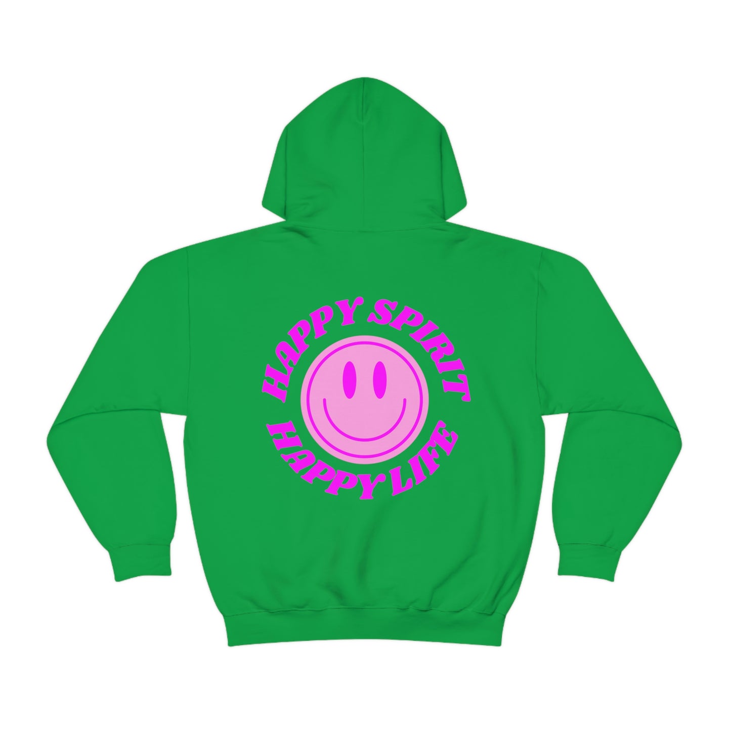 Happy Spirit Happy Life Sweatshirt, Gildan Retro Font Hoodie, Oversized Hoodie, Back Print Trendy Sweatshirt, Beach Cover Up, Lake Cover Up