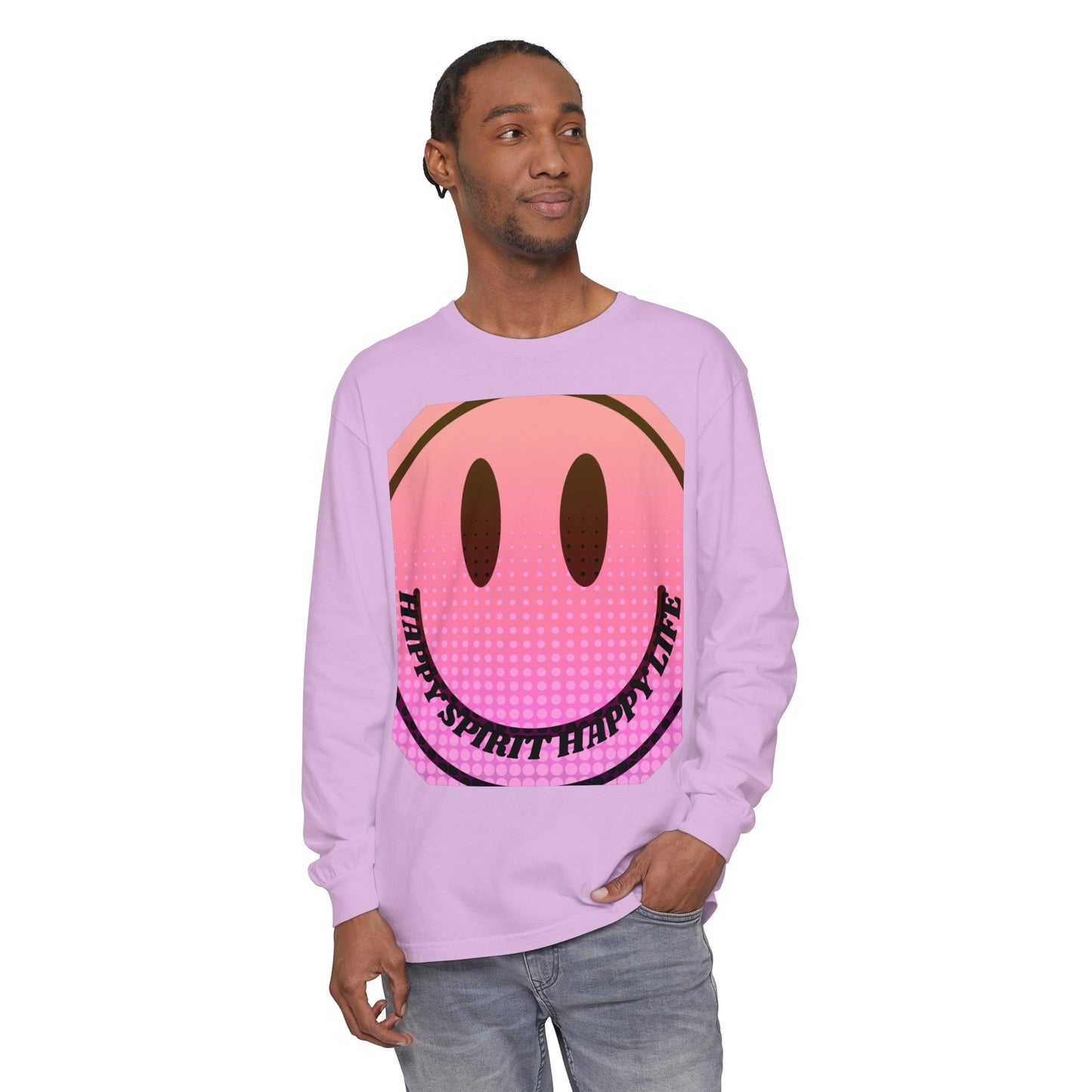 Aesthetic Long Sleeve Shirt, Smile Face Y2K Retro Shirt, 80's Style Smile Graphic, Comfort Colors Unisex Garment-dyed Long Sleeve T-Shirt