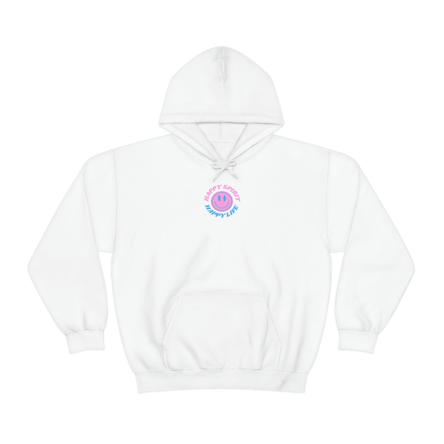 Happy Spirit Happy Life Sweatshirt, Gildan Retro Font Hoodie, Oversized Hoodie, Back Print Trendy Sweatshirt, Beach Cover Up, Lake Cover Up