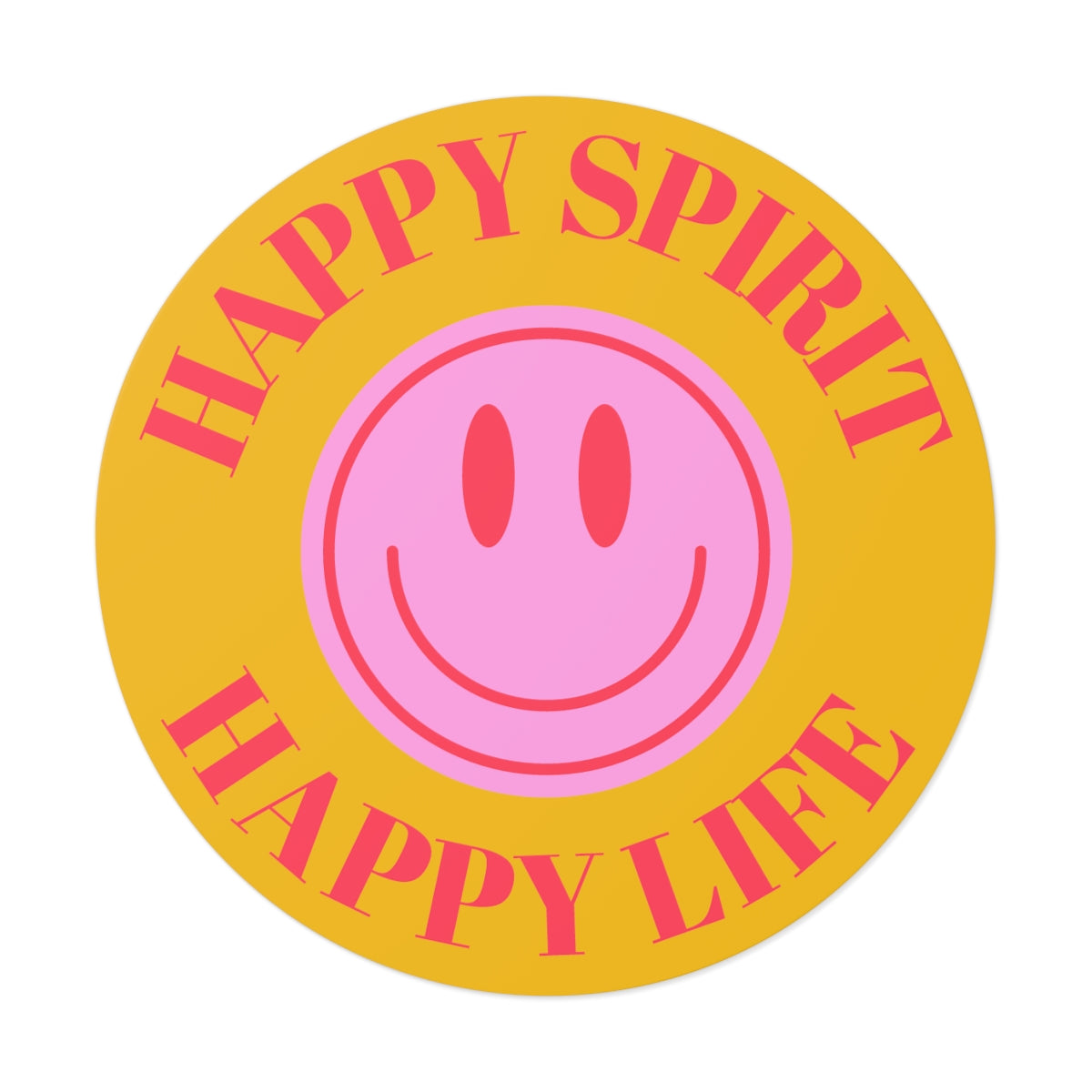 Happy Spirit Happy Life Round Vinyl Stickers, UV Smiley Stickers, Smile Sticker, Tumblr Retro Smile, VSCO Girl, Computer, Skateboard