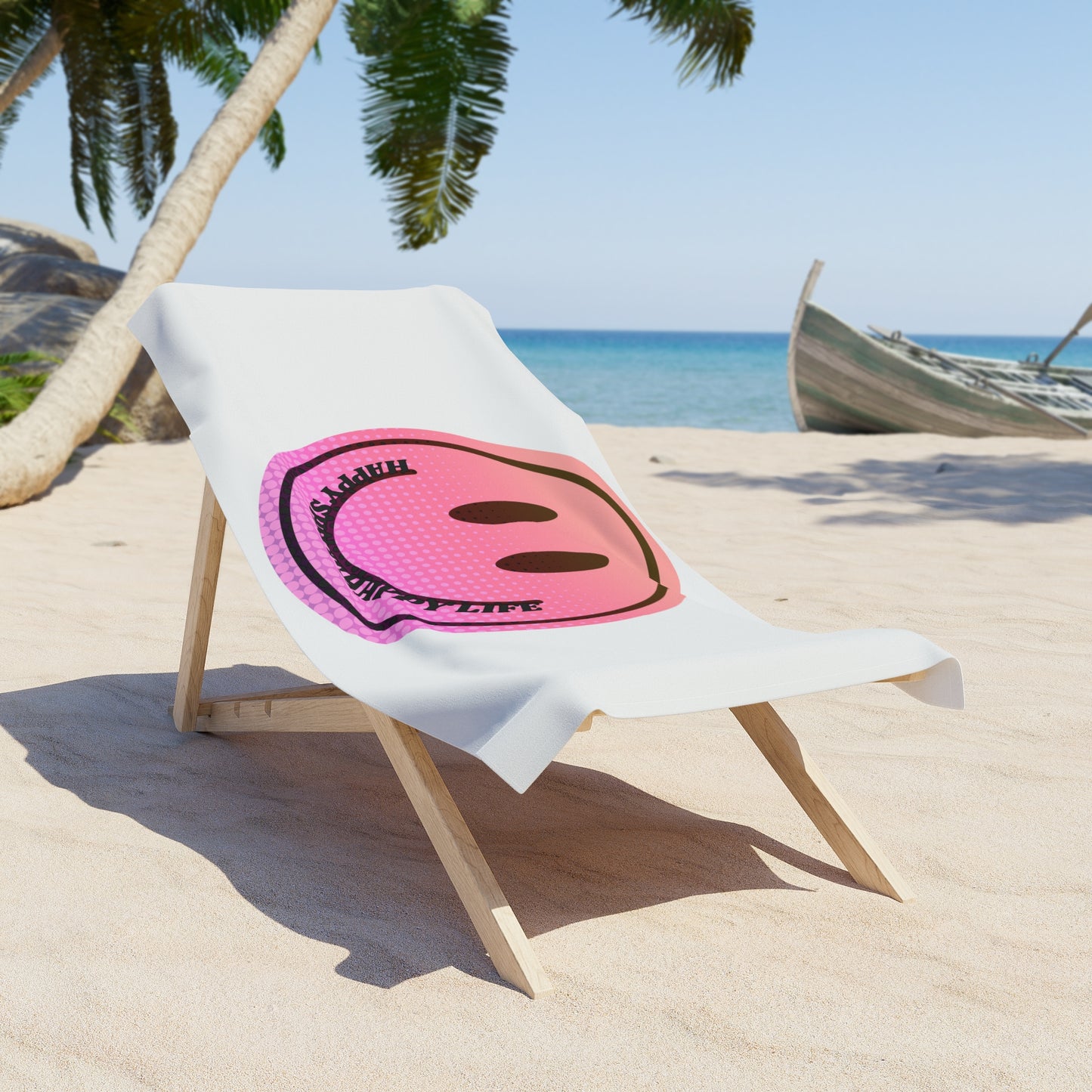 Aesthetic Smile Beach Towel, Happy Spirit Happy Life Towel, Sunset Smile Towel, Trendy Neon Ombre Towel, Summer Towel, Mental Health Towel