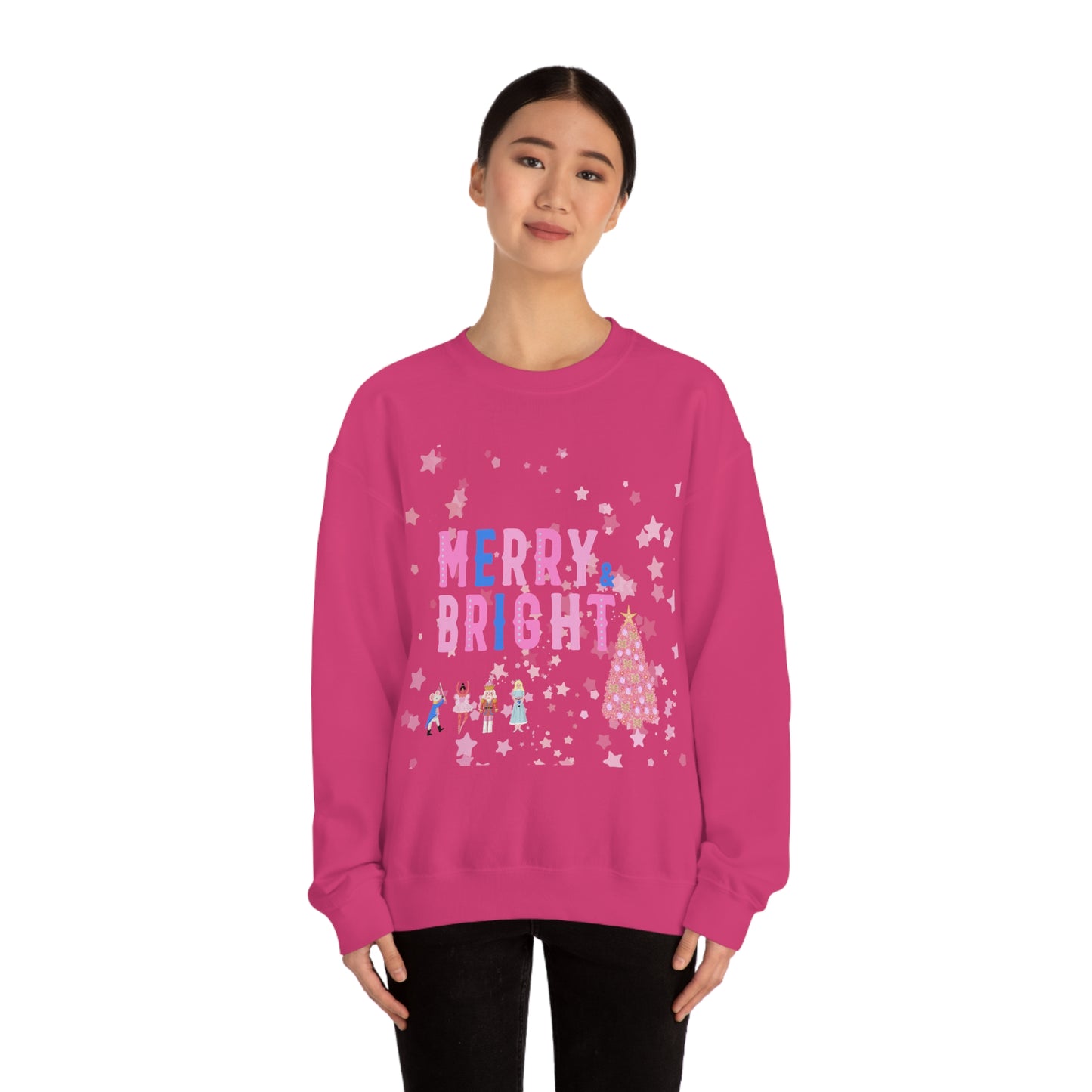 Pink Nutcracker Merry and Bright Minimalist Sweatshirt, Blue Nutcracker Sweatshirt, Trendy Christmas Sweatshirt, Pastel Xmas Crewneck