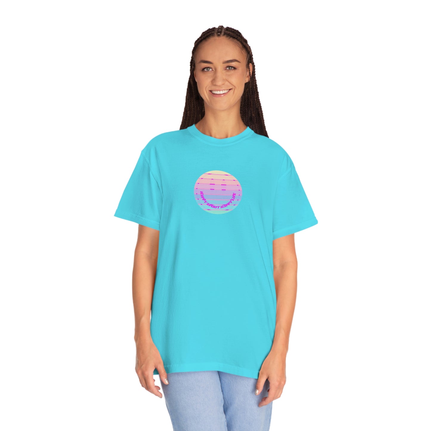 Aesthetic Retro Smile Lilac Tshirt, Happy Spirit Happy Mind, Aesthetic t shirt, Graphic Tumblr Tshirt, Trendy Oversized Vintage Style