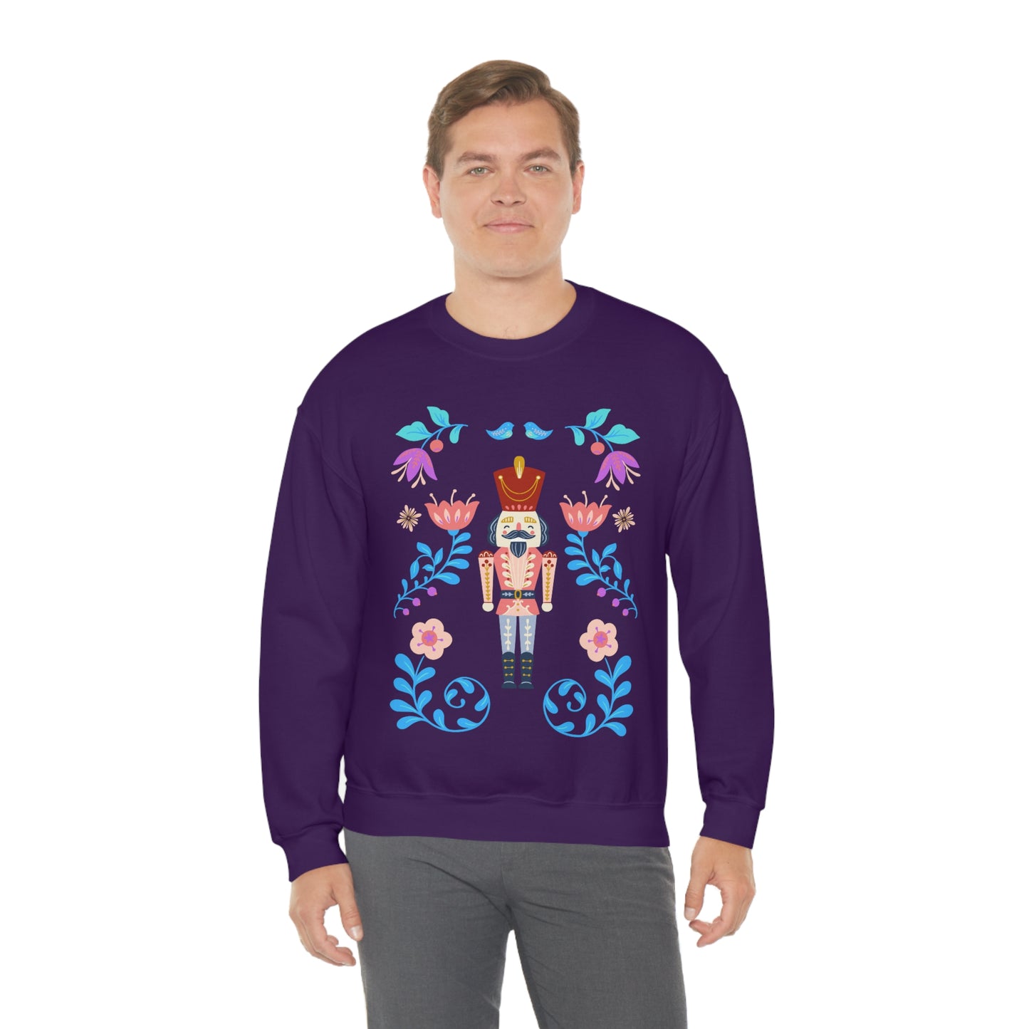 Nutcracker Modern Sweatshirt, Blue Nutcracker Sweatshirt, Trendy Christmas Minimalist Sweatshirt, Xmas Crewneck Bright Color Crew