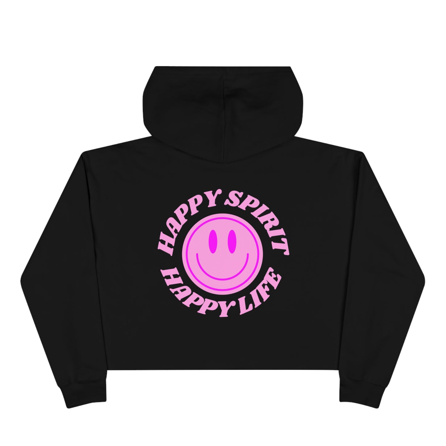 Aesthetic Cropped Hoodie, Smile Face Crop Top, Happy Spirit Happy Life Smile Cropped Top, Hoodie Women's Cropped Fleece Pullover