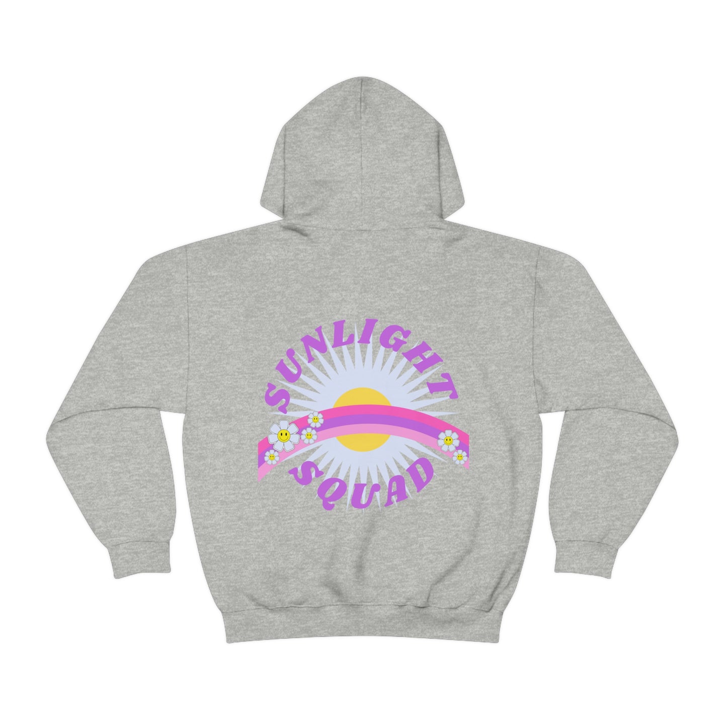 Retro Smile Flower Pink Purple Lavender Lilac Hoodie, Sunlight Squad Sweatshirt, Back Graphic Hoodie, VSCO Girl Oversized Trendy Tumblr Top