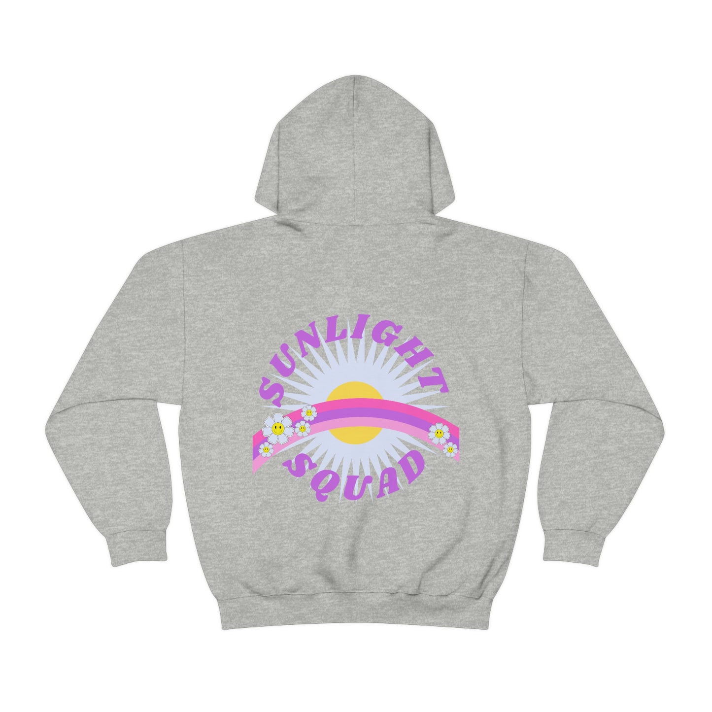 Retro Smile Flower Pink Purple Lavender Lilac Hoodie, Sunlight Squad Sweatshirt, Back Graphic Hoodie, VSCO Girl Oversized Trendy Tumblr Top