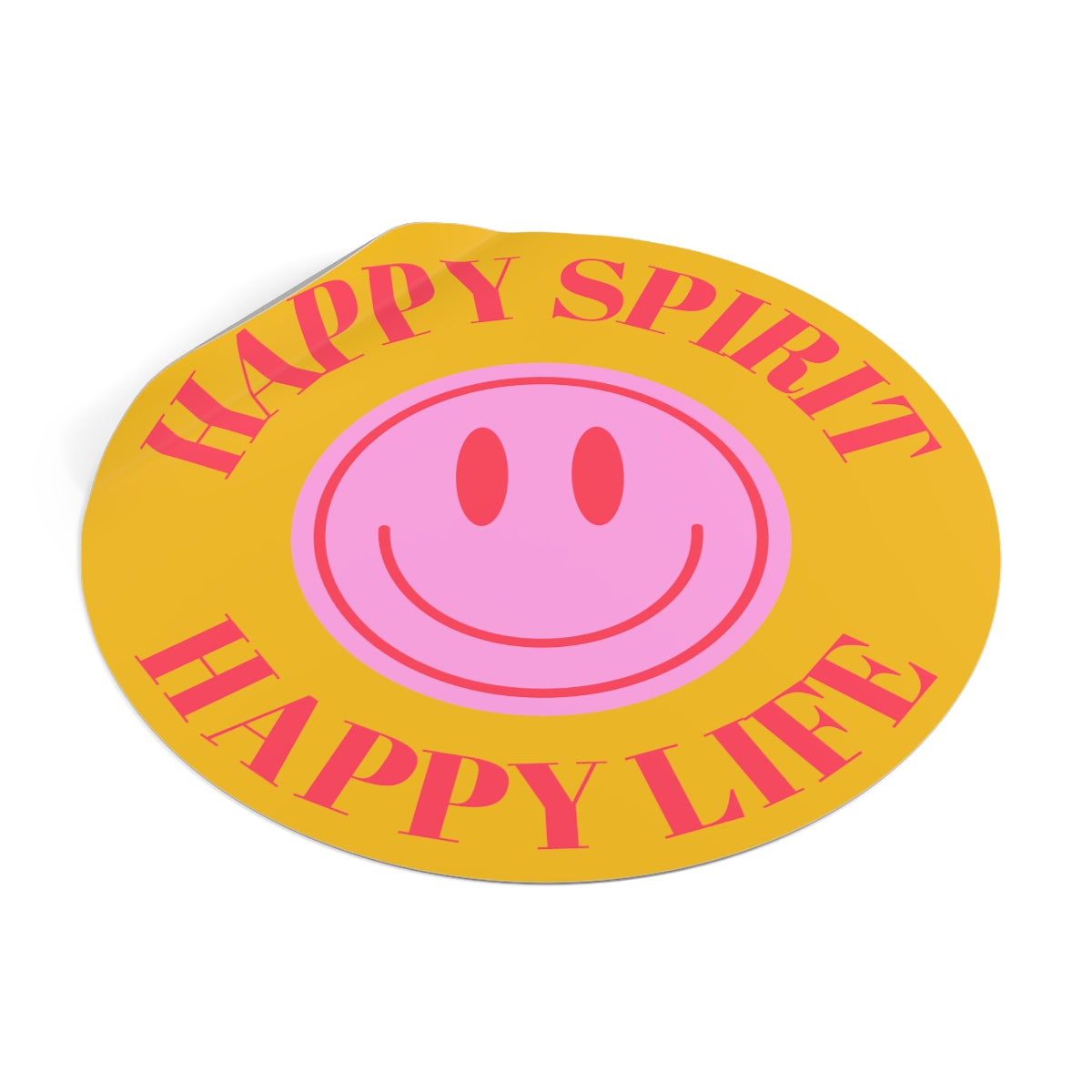 Happy Spirit Happy Life Round Vinyl Stickers, UV Smiley Stickers, Smile Sticker, Tumblr Retro Smile, VSCO Girl, Computer, Skateboard