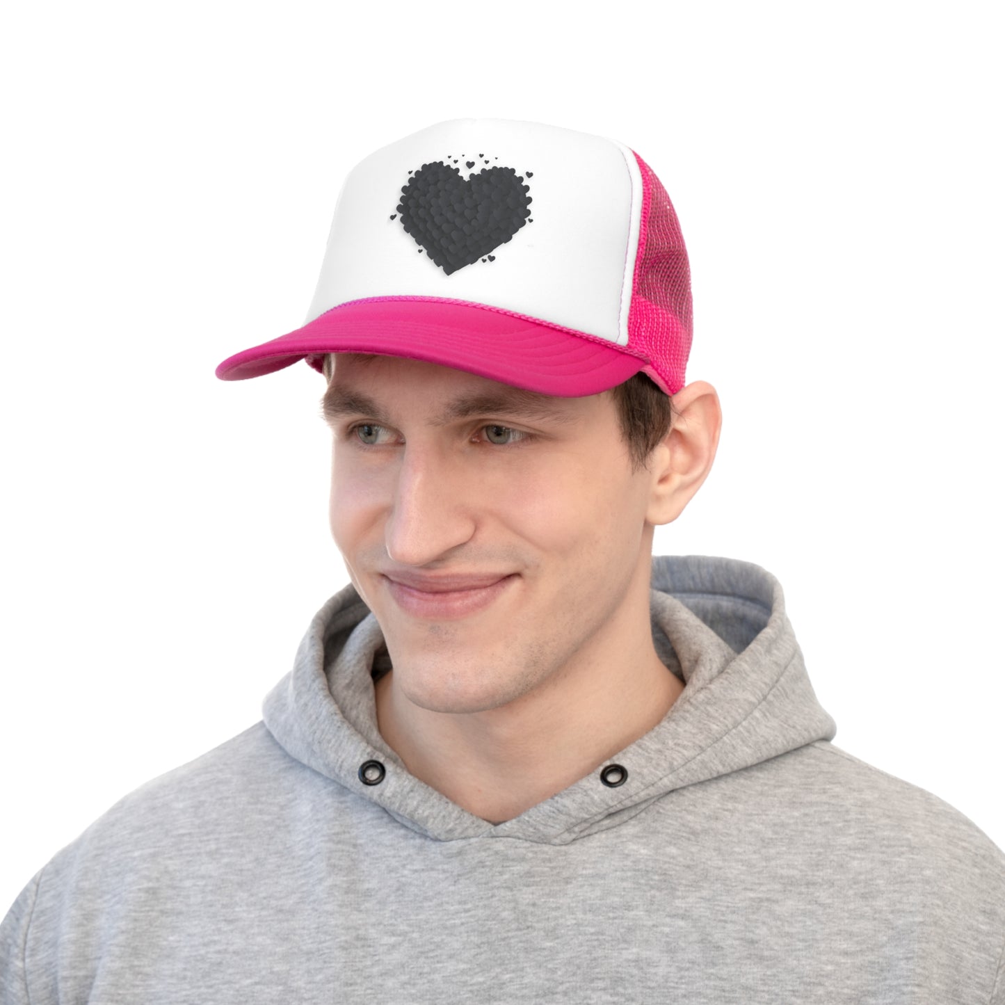 Aesthetic 3d Black Heart Hat, Tumblr Hat, Trendy Trucker Hat, Vsco Girl, Graphic Trucker Hat, Baseball Hat