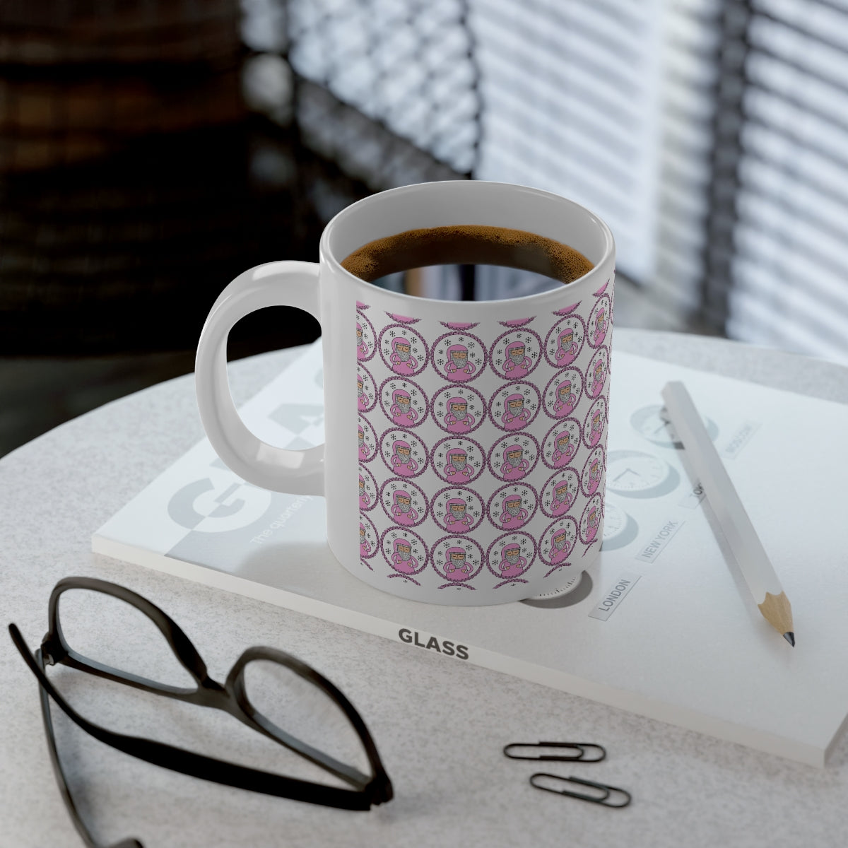 Pink Santa Aesthetic Mug, Pastel Christmas Mug, Trendy Coffee Mug, Tumblr Mug, Aesthetic Holiday Gift, Minimalist Santa Mug Print