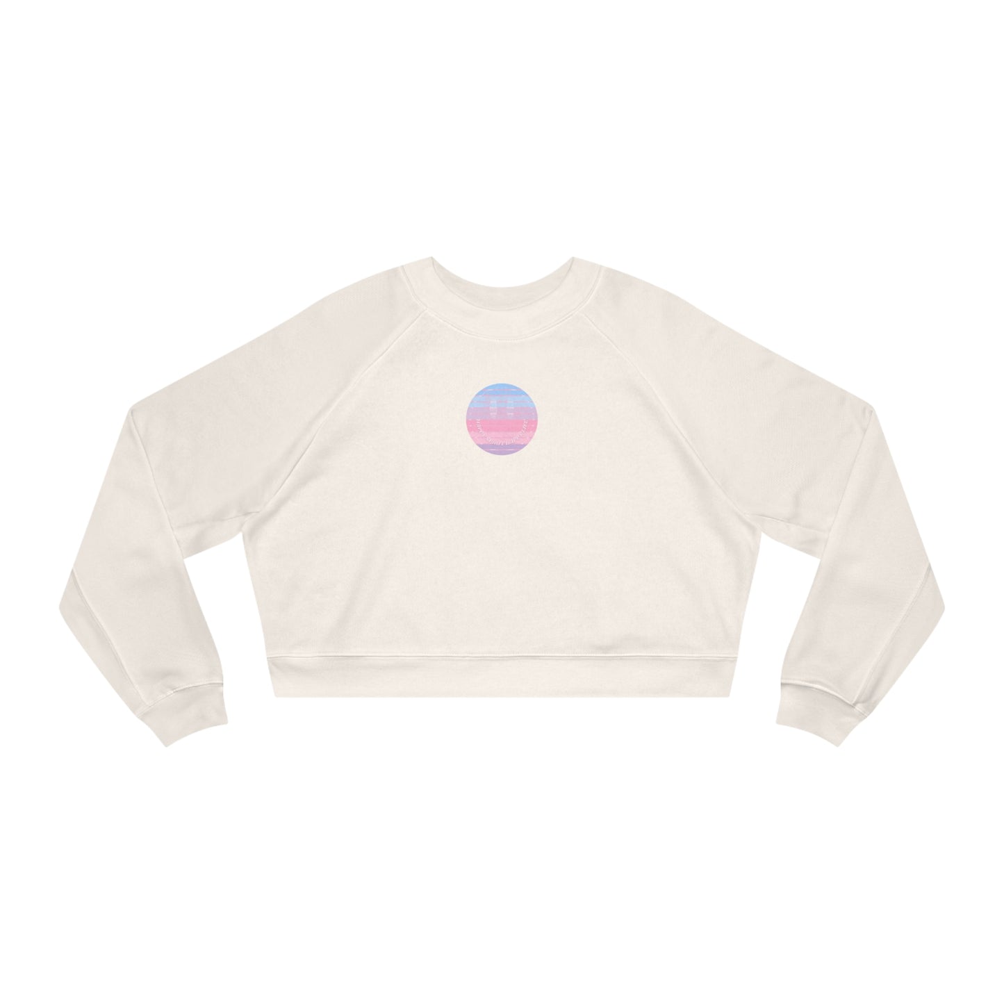 Aesthetic Cropped Sweatshirt, Smile Face Crop Top, Happy Spirit Happy Life Sunset Smile Cropped Top, Women's Cropped Fleece Pullover