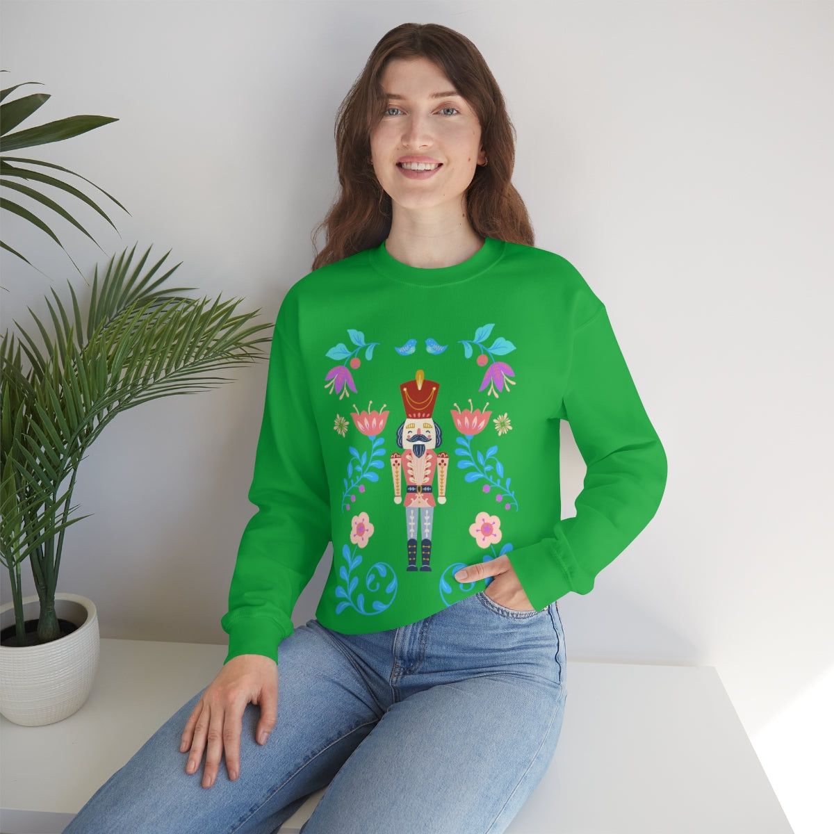 Nutcracker Modern Sweatshirt, Blue Nutcracker Sweatshirt, Trendy Christmas Minimalist Sweatshirt, Xmas Crewneck Bright Color Crewneck