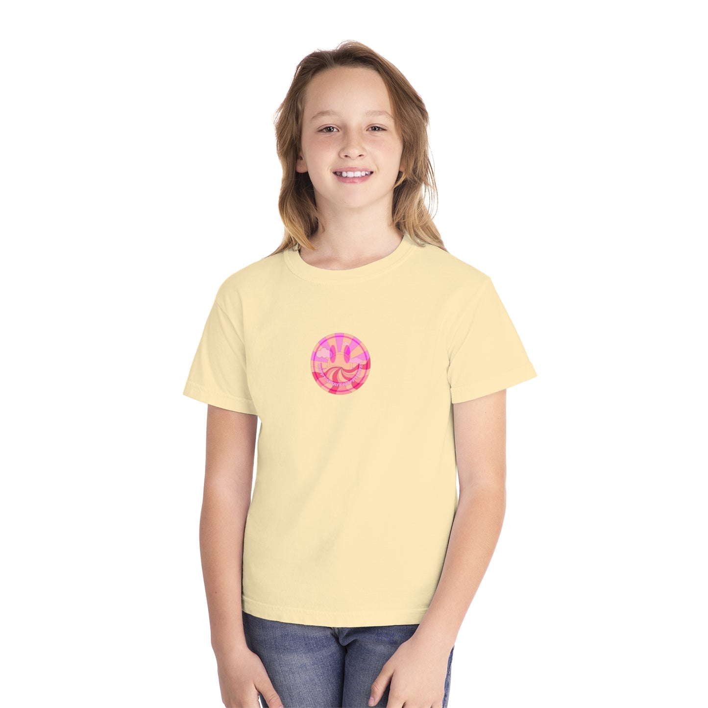 Kids Retro Smile T shirt, Youth Happy Spirit Happy Mind, Aesthetic t shirt, Graphic tee, Tumblr Tshirt, Trendy Oversized Comfort Colors Tee