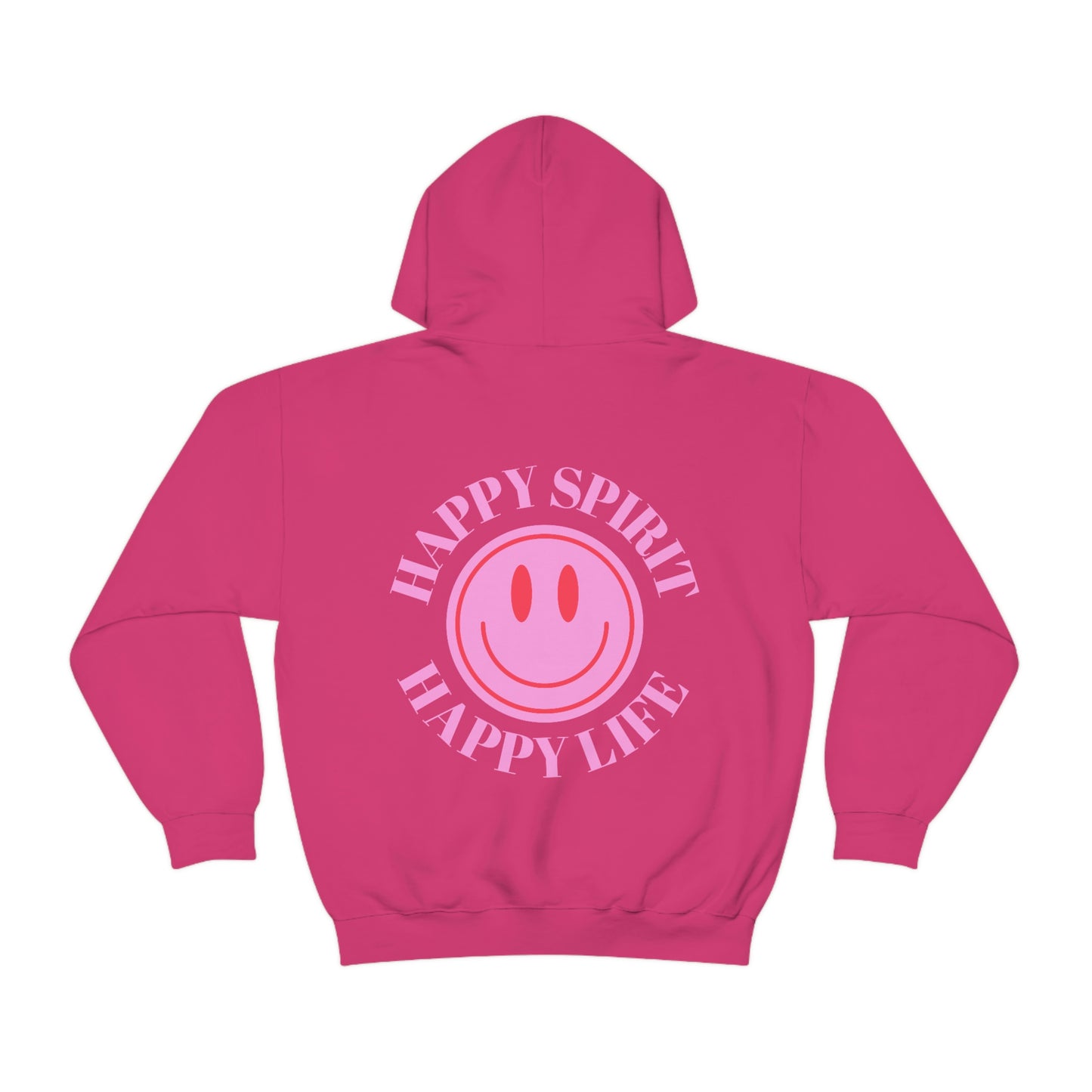 Happy Spirit Happy Life Sweatshirt, Pink Smile Lilac Hoodie, Oversized Hoodie, Front Back Print Trendy Sweatshirt, Beach Cover Up, Cover Up