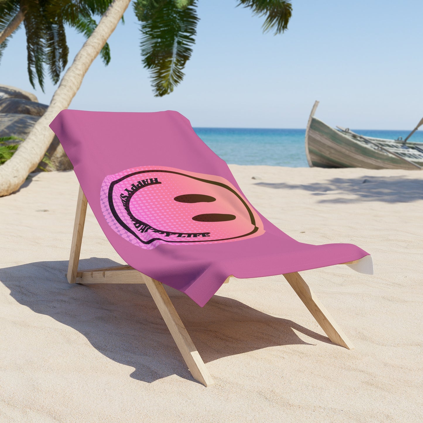 Aesthetic Smile Beach Towel, Happy Spirit Happy Life Towel, Sunset Smile Towel, Trendy Neon Ombre Towel, Summer Towel, Mental Health Towel