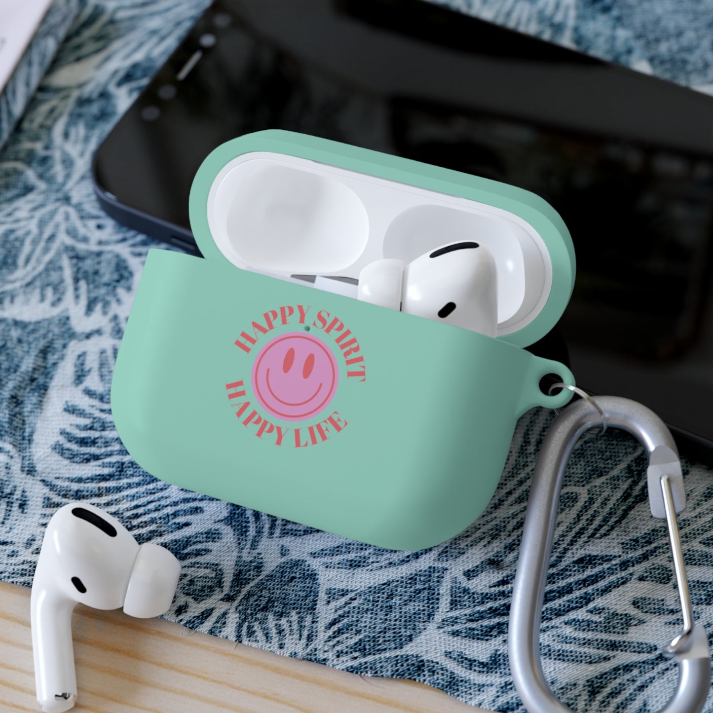 Happy Spirit Happy Life AirPods and AirPods Pro Case Cover, AirPods and AirPods Pro Case Cover, VSCO girl, Smiley Happy Life Protector Case