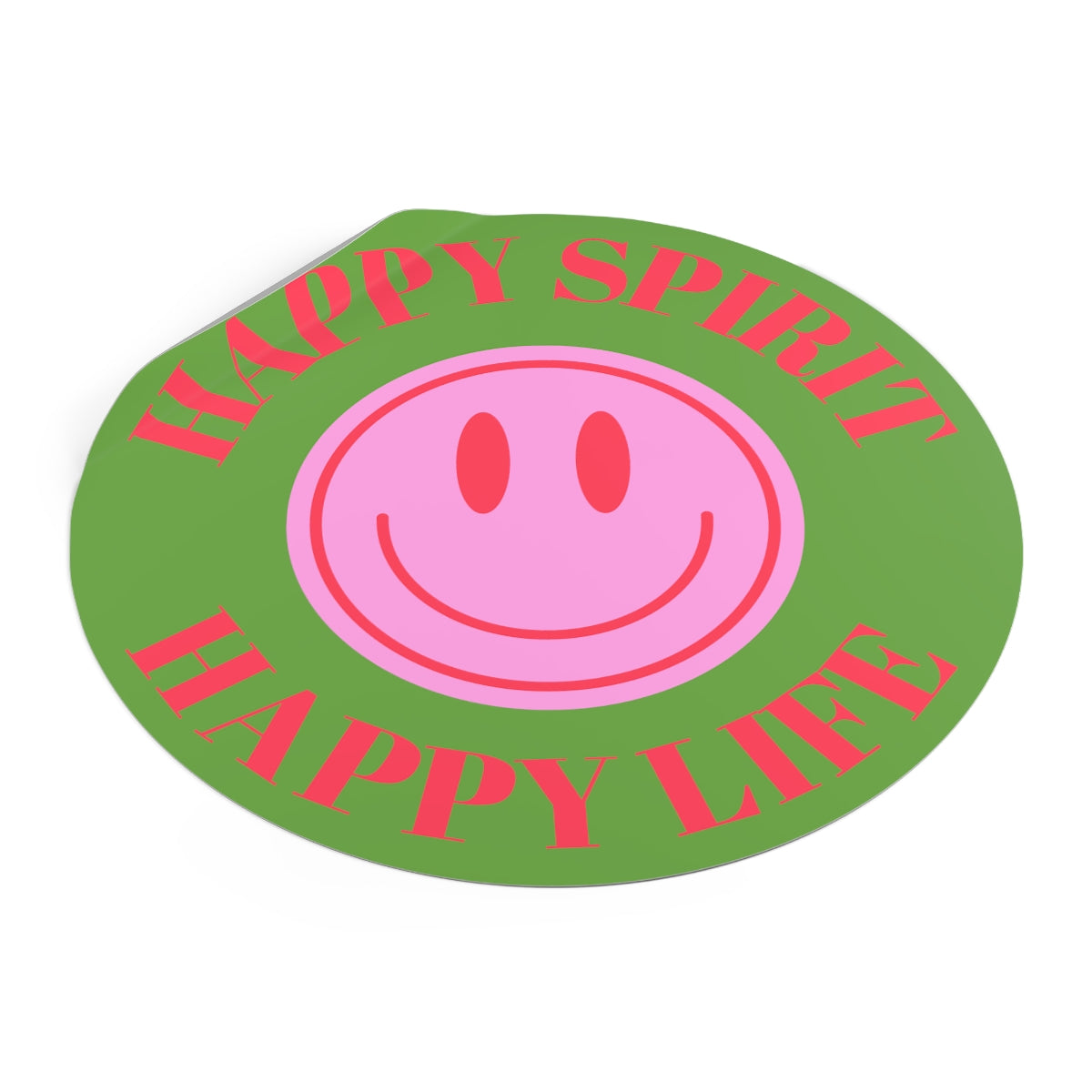 Happy Spirit Happy Life Round Vinyl Stickers, UV Smiley Stickers, Smile Sticker, Tumblr Retro Smile, VSCO Girl, Computer, Skateboard
