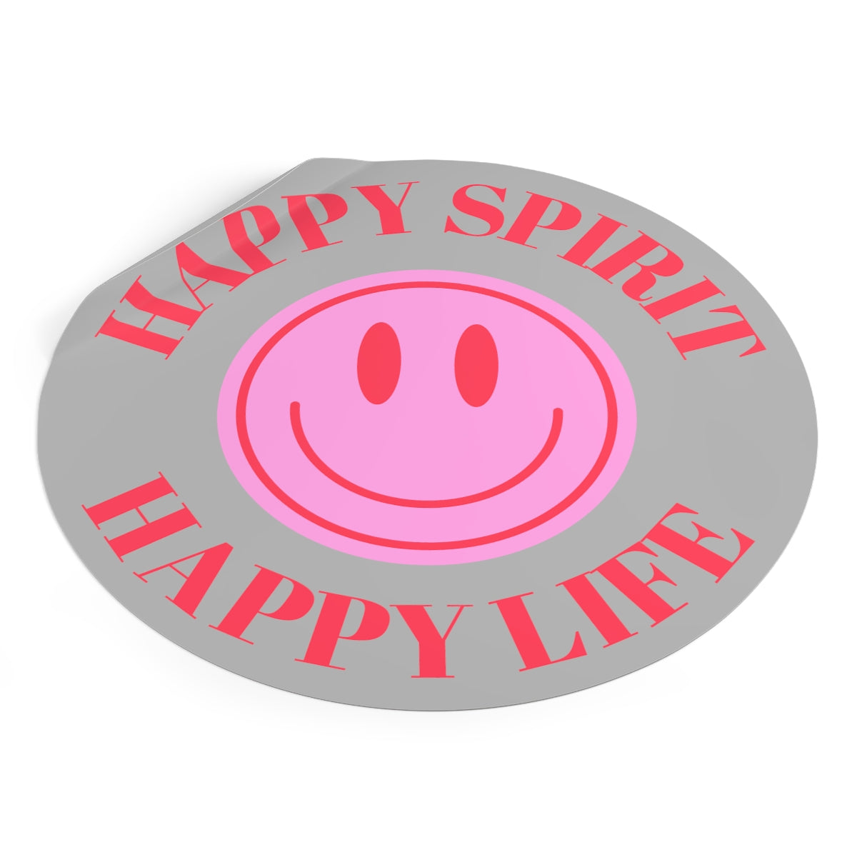 Happy Spirit Happy Life Round Vinyl Stickers, UV Smiley Stickers, Smile Sticker, Tumblr Retro Smile, VSCO Girl, Computer, Skateboard