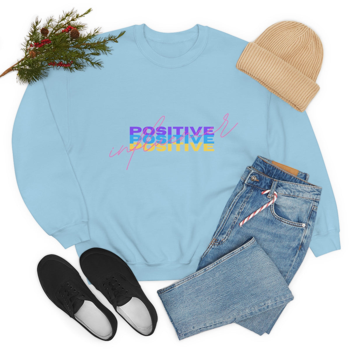 Retro Trendy Influencer Sweatshirt, Oversized Positive Influencer Crewneck Sweatshirt, VSCO Girl, Tumblr Top, 80s Retro Gift